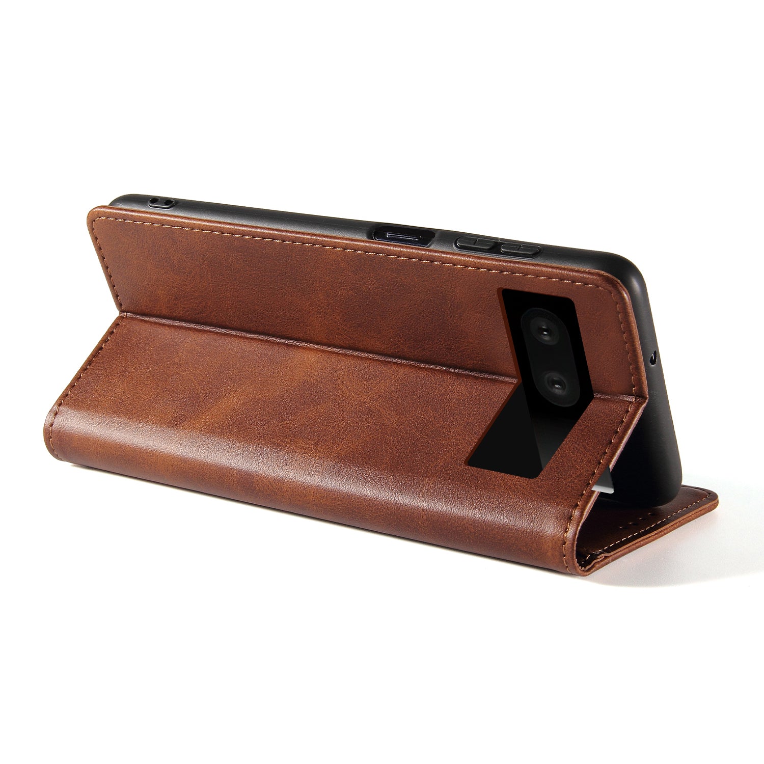 For Google Pixel 7 5G Drop-proof Leather Phone Case Wallet Stand Calf Texture Magnetic Mobile Phone Cover