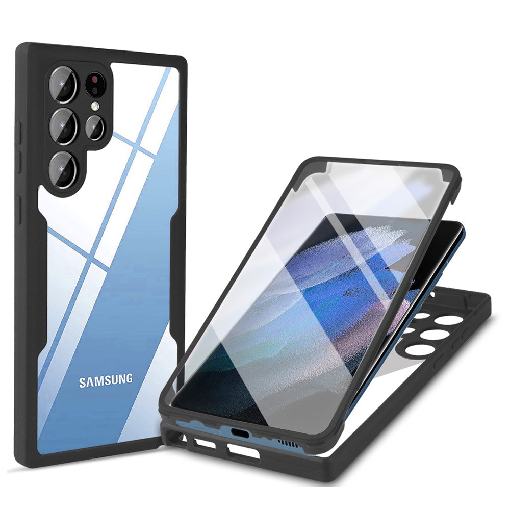 For Samsung Galaxy S23 Ultra Phone Case Camera Lens Protection Acrylic TPU Phone Cover with PET Screen Film