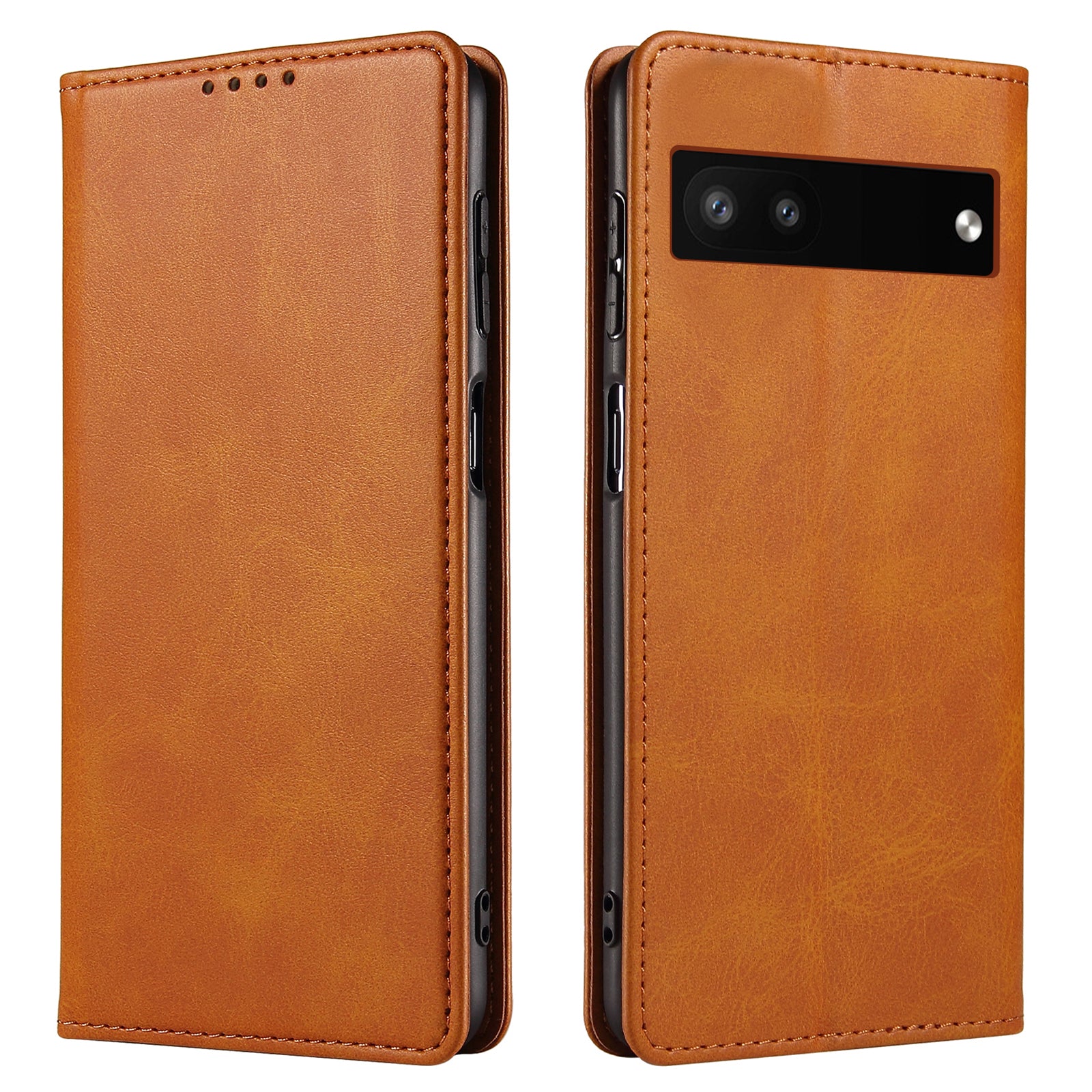 Full Protection Leather Phone Case For Google Pixel 6a Wallet Stand Calf Texture Magnetic Closure Phone Cover