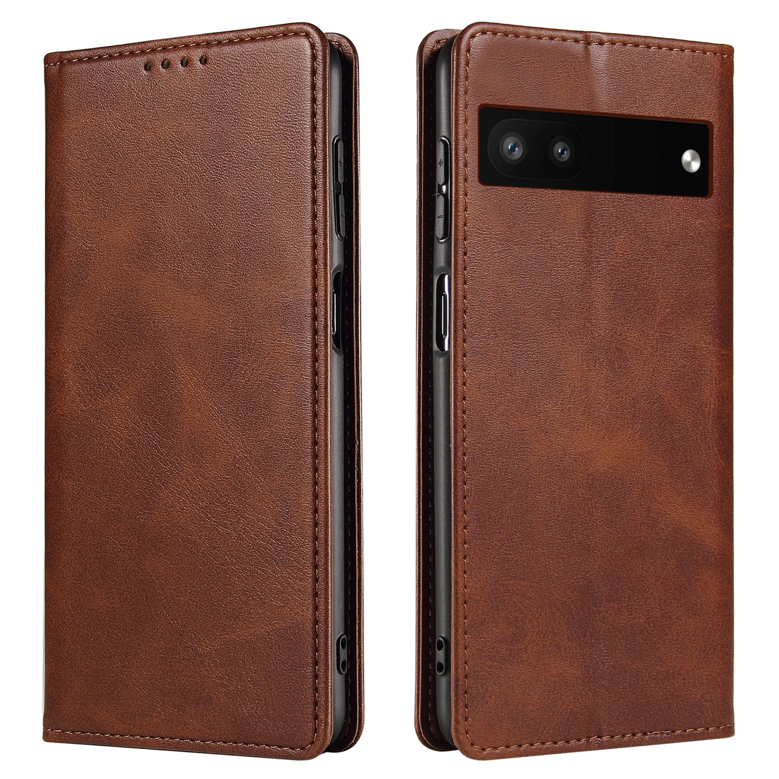 Full Protection Leather Phone Case For Google Pixel 6a Wallet Stand Calf Texture Magnetic Closure Phone Cover