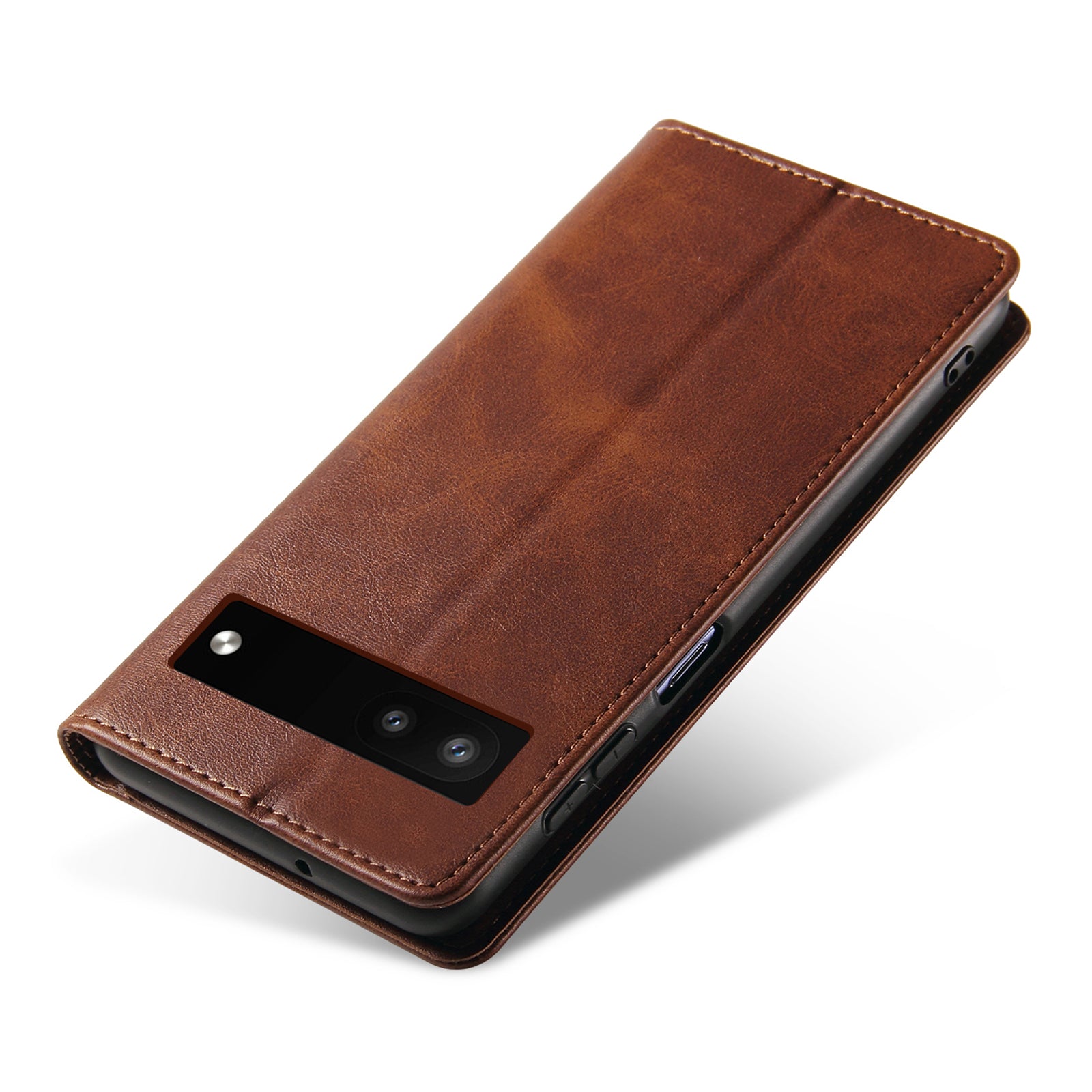 Full Protection Leather Phone Case For Google Pixel 6a Wallet Stand Calf Texture Magnetic Closure Phone Cover