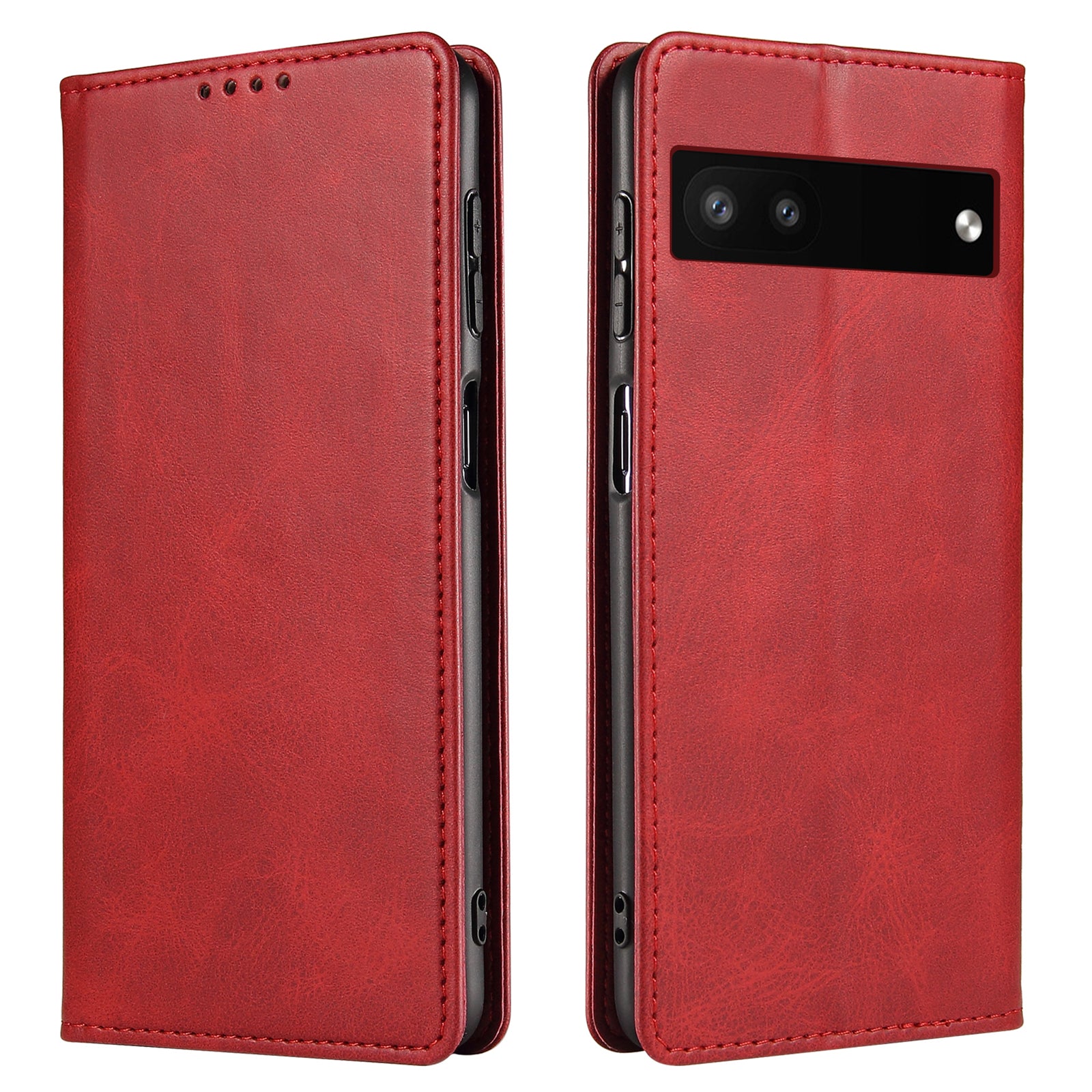 Full Protection Leather Phone Case For Google Pixel 6a Wallet Stand Calf Texture Magnetic Closure Phone Cover