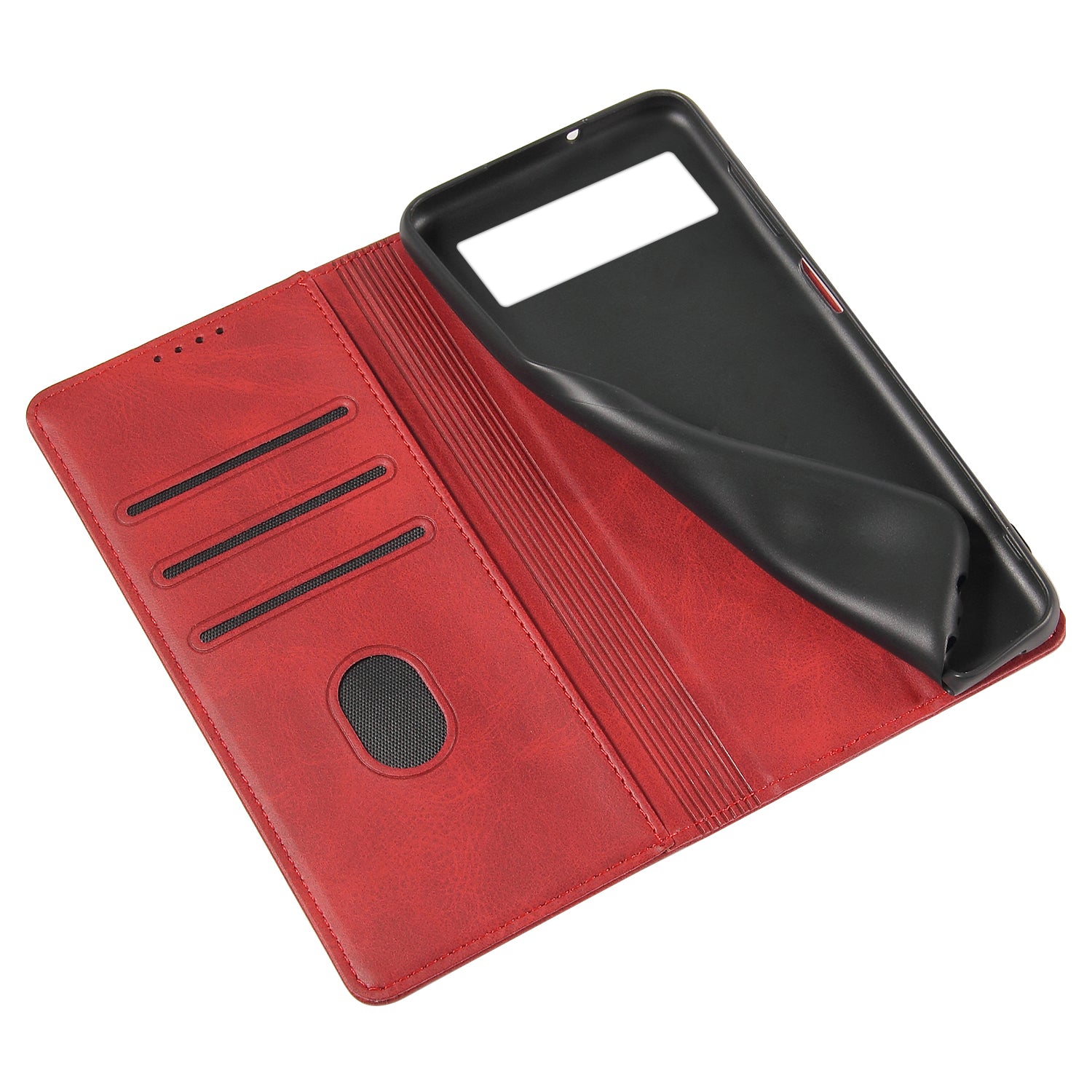 Full Protection Leather Phone Case For Google Pixel 6a Wallet Stand Calf Texture Magnetic Closure Phone Cover