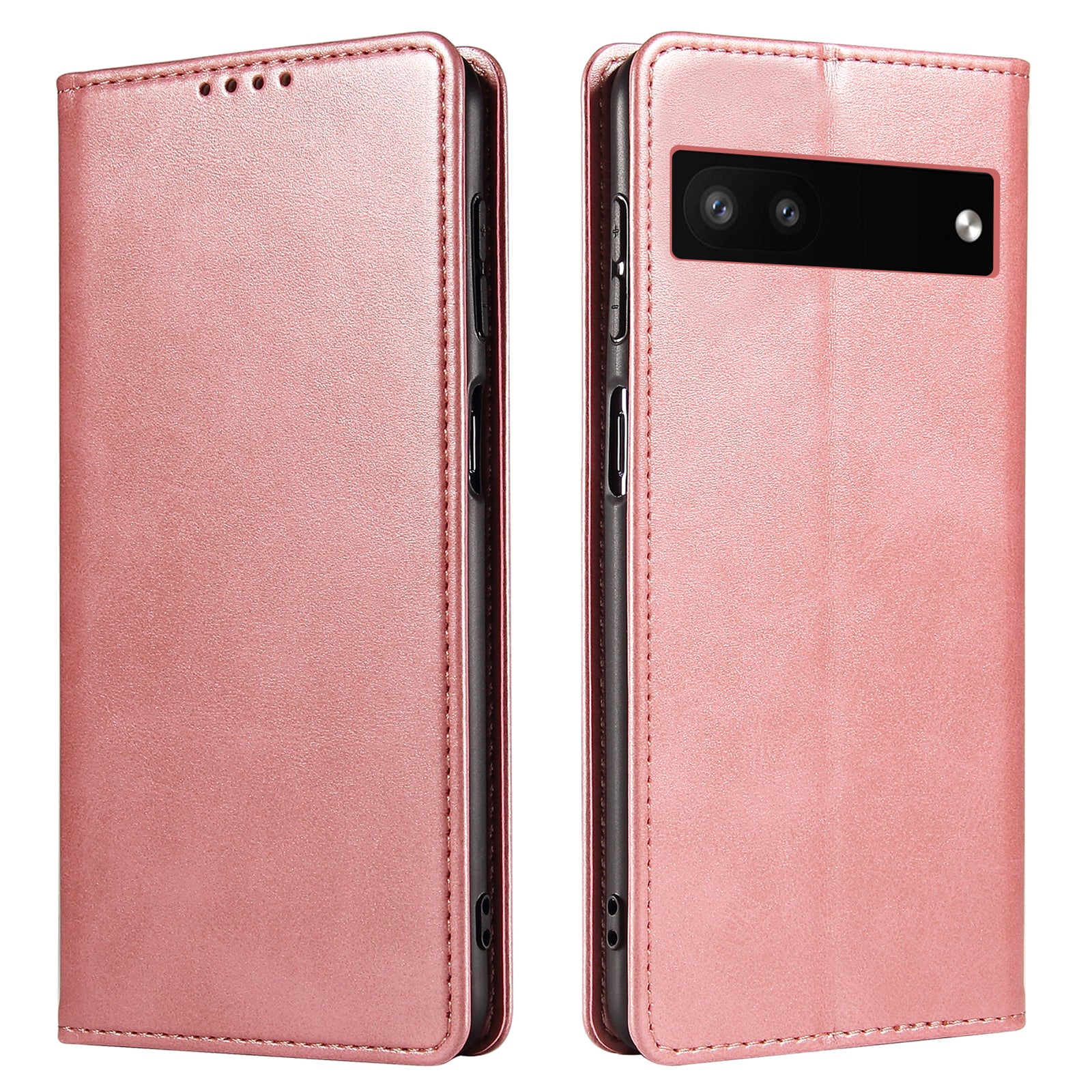 Full Protection Leather Phone Case For Google Pixel 6a Wallet Stand Calf Texture Magnetic Closure Phone Cover
