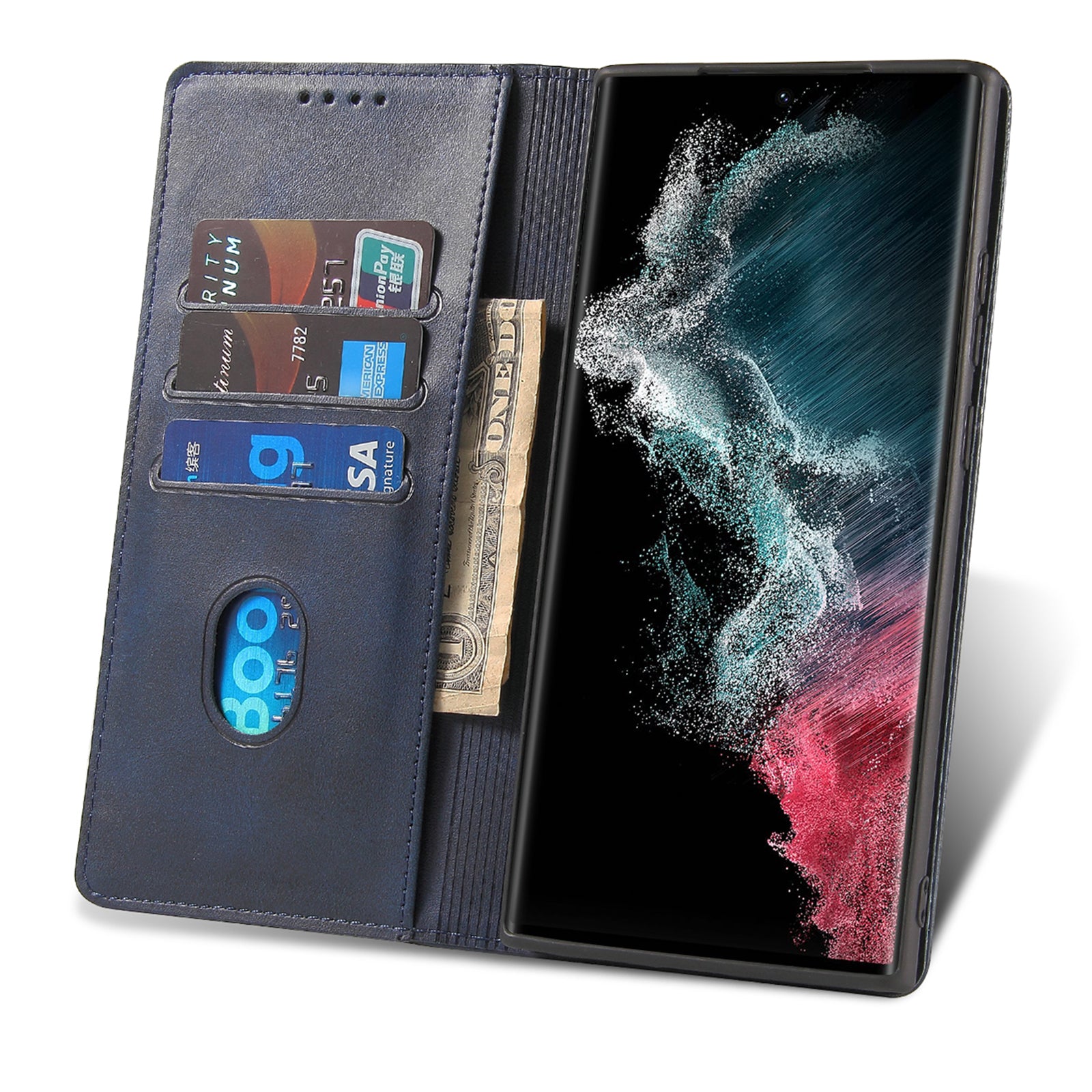 For Samsung Galaxy S21 Ultra 5G Phone Flip Leather Wallet Case Business Style Stand Mobile Phone Cover