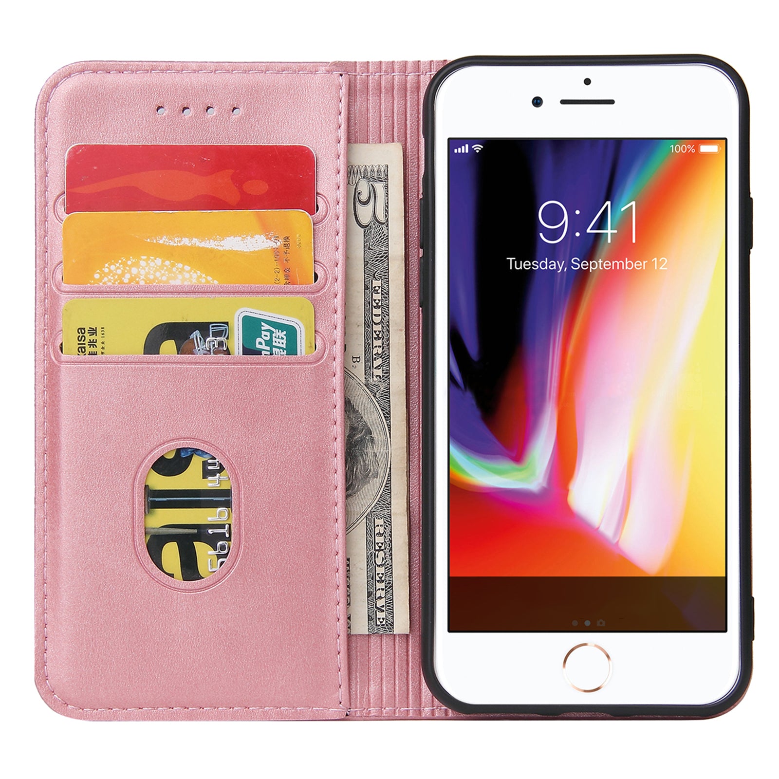 For iPhone SE (2020) SE (2022) 7 8 4.7 inch Calf Texture Wallet Magnetic Leather Stand Phone Case