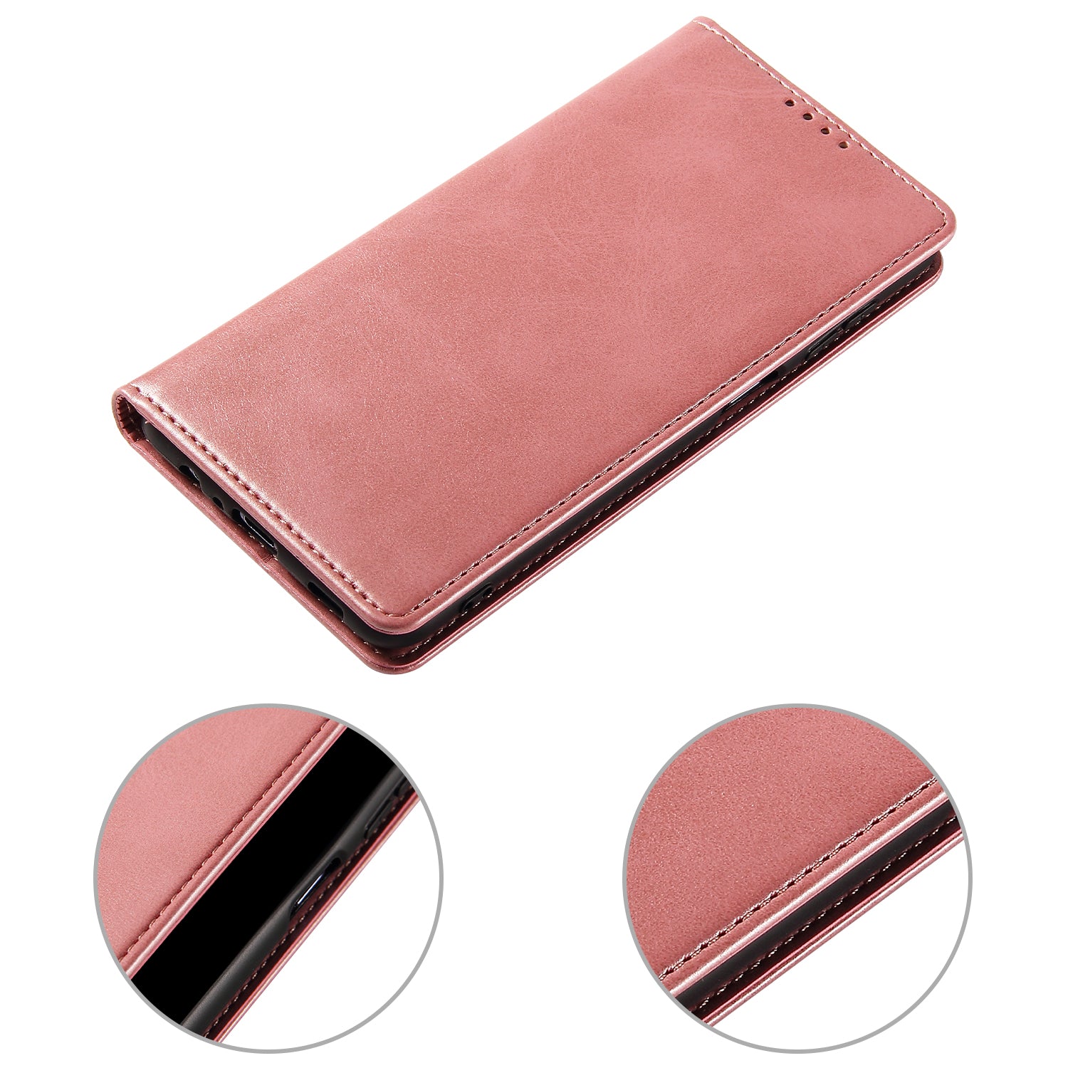 For iPhone 14 Pro Max Dustproof Phone Cover Wallet Magnetic Leather Stand Calf Texture Phone Case