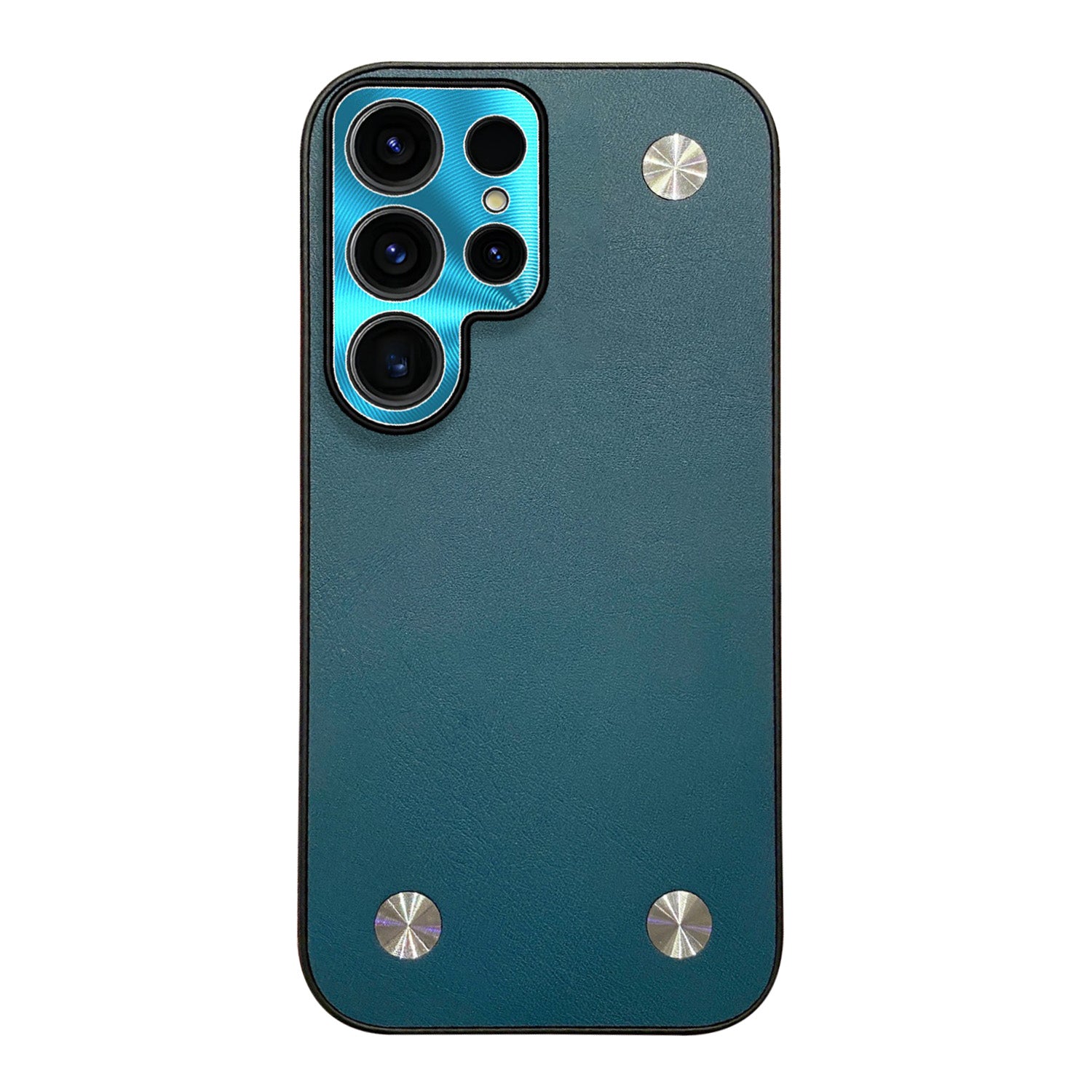 For Samsung Galaxy S23 Ultra Hardware Decor Shockproof PU Leather Coated TPU Back Case Electroplating Phone Cover