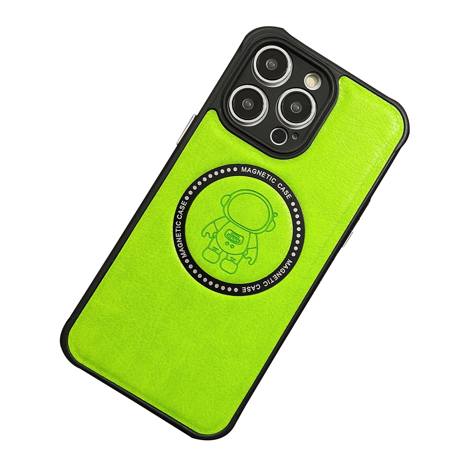 For iPhone 14 Pro Astronaut Pattern PU Leather Coated TPU PC Case Magnetic Protective Cover Compatible with MagSafe Charger