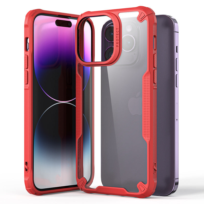 For iPhone 14 Pro Max Drop Proof Four Corners Airbag TPU PC Transparent Back Case Anti-slip Phone Cover