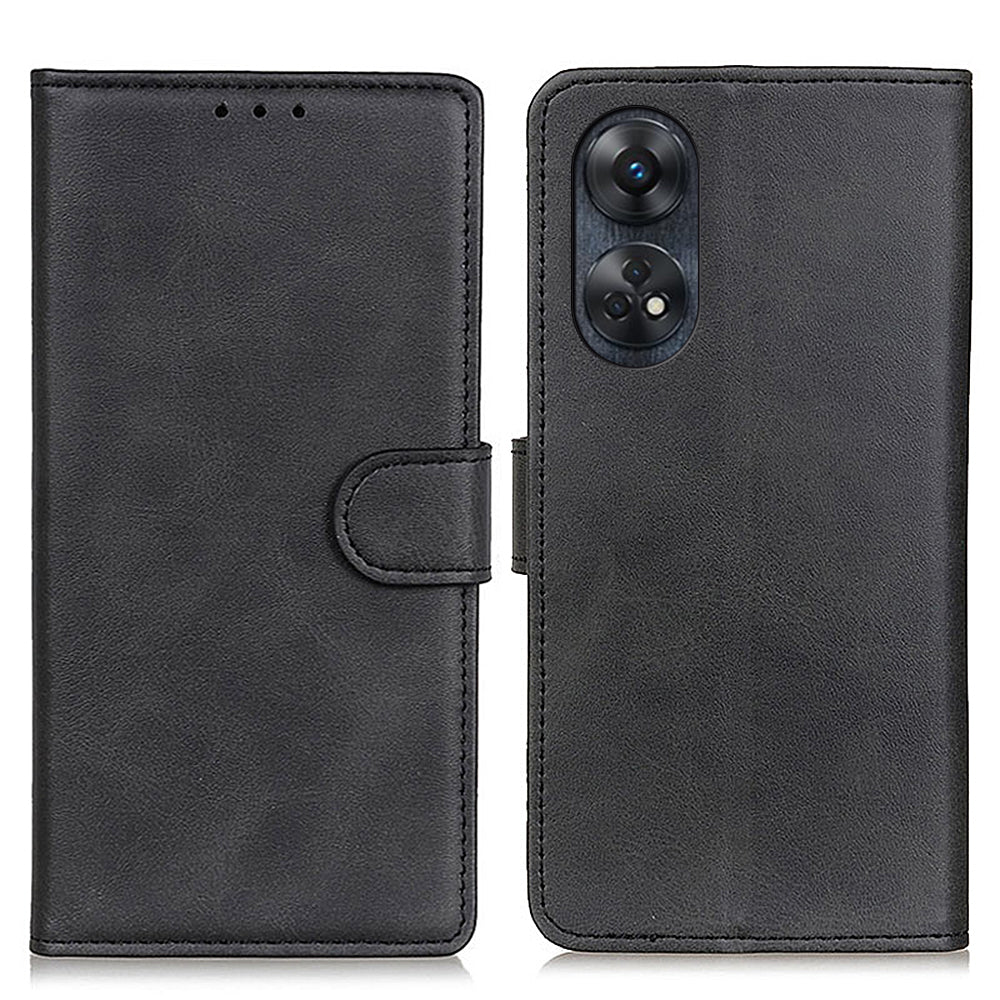 For Oppo Reno8 T 4G Cowhide Texture Leather Phone Case Stand Wallet Phone Cover