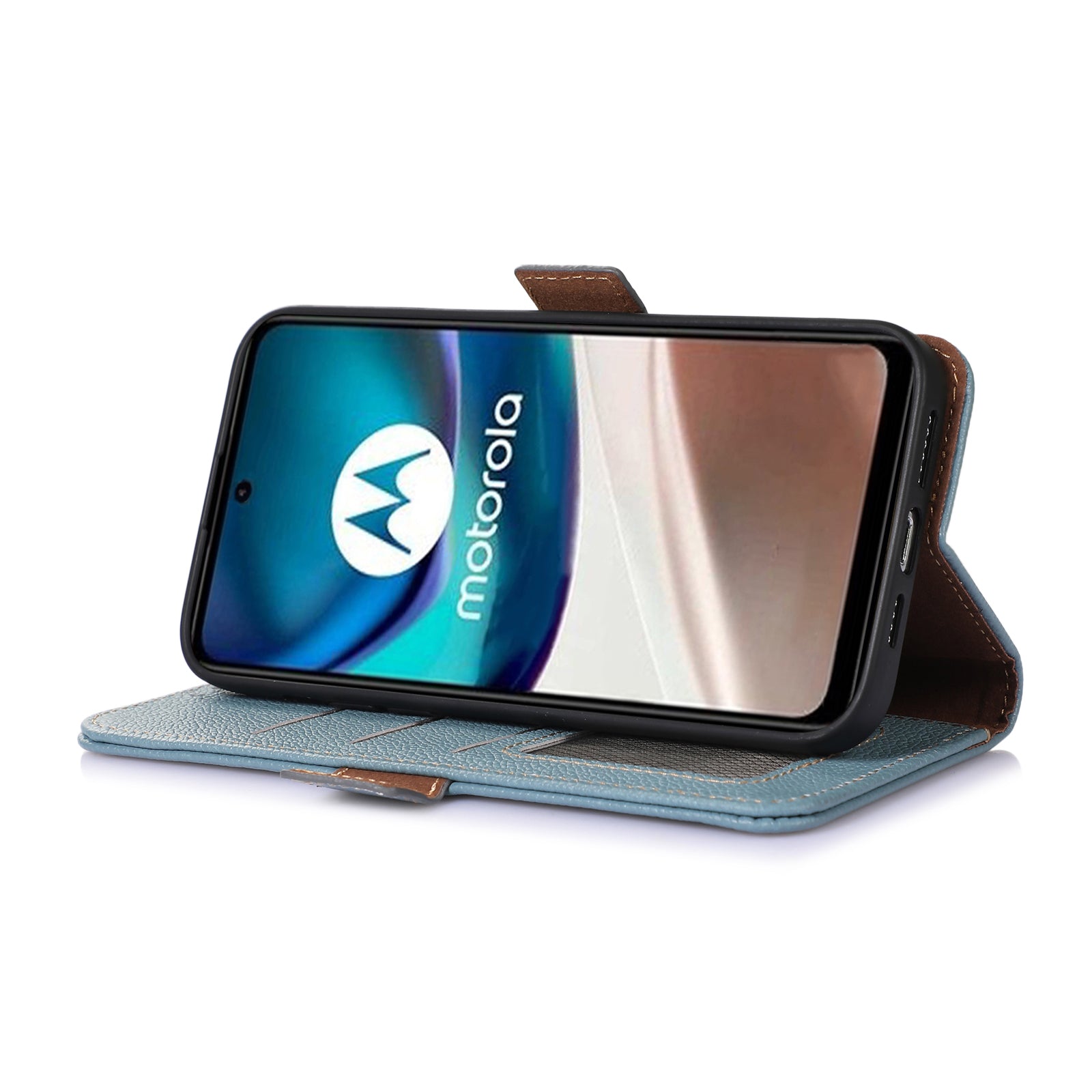 Wallet Phone Case for Motorola Moto G73 5G RFID Blocking Stand Genuine Cow Leather Magnetic Flip Phone Cover