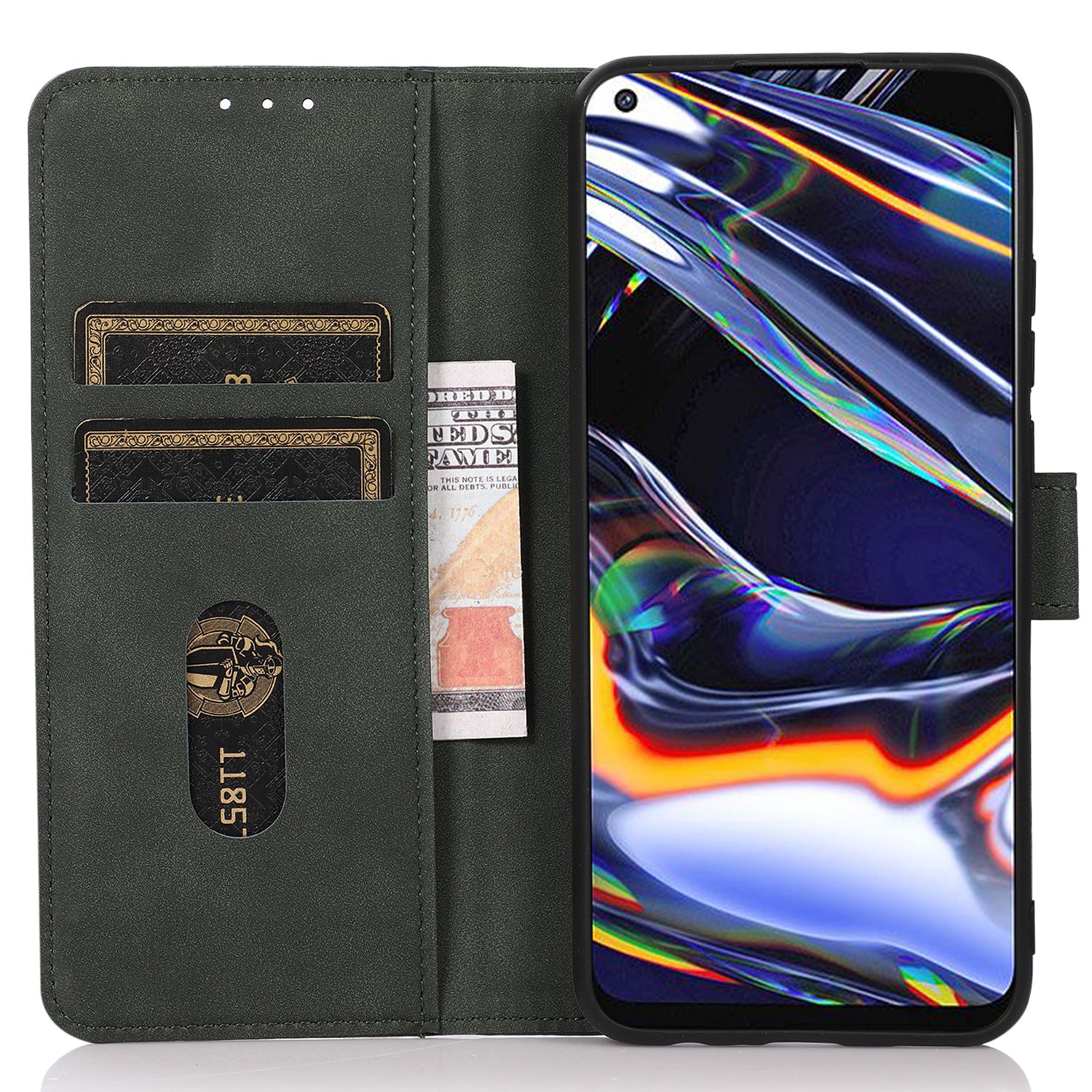KHAZNEH For Oppo Reno8 T 4G Shockproof Textured Wallet Cover Folding Stand PU Leather Phone Case