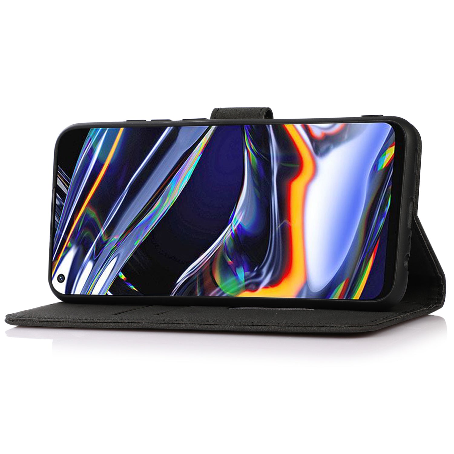 KHAZNEH For Oppo Reno8 T 4G Shockproof Textured Wallet Cover Folding Stand PU Leather Phone Case