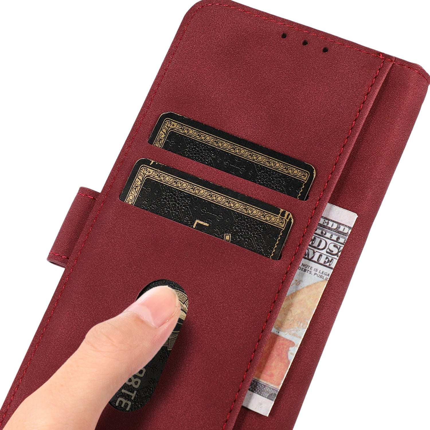 KHAZNEH For Oppo Reno8 T 4G Shockproof Textured Wallet Cover Folding Stand PU Leather Phone Case