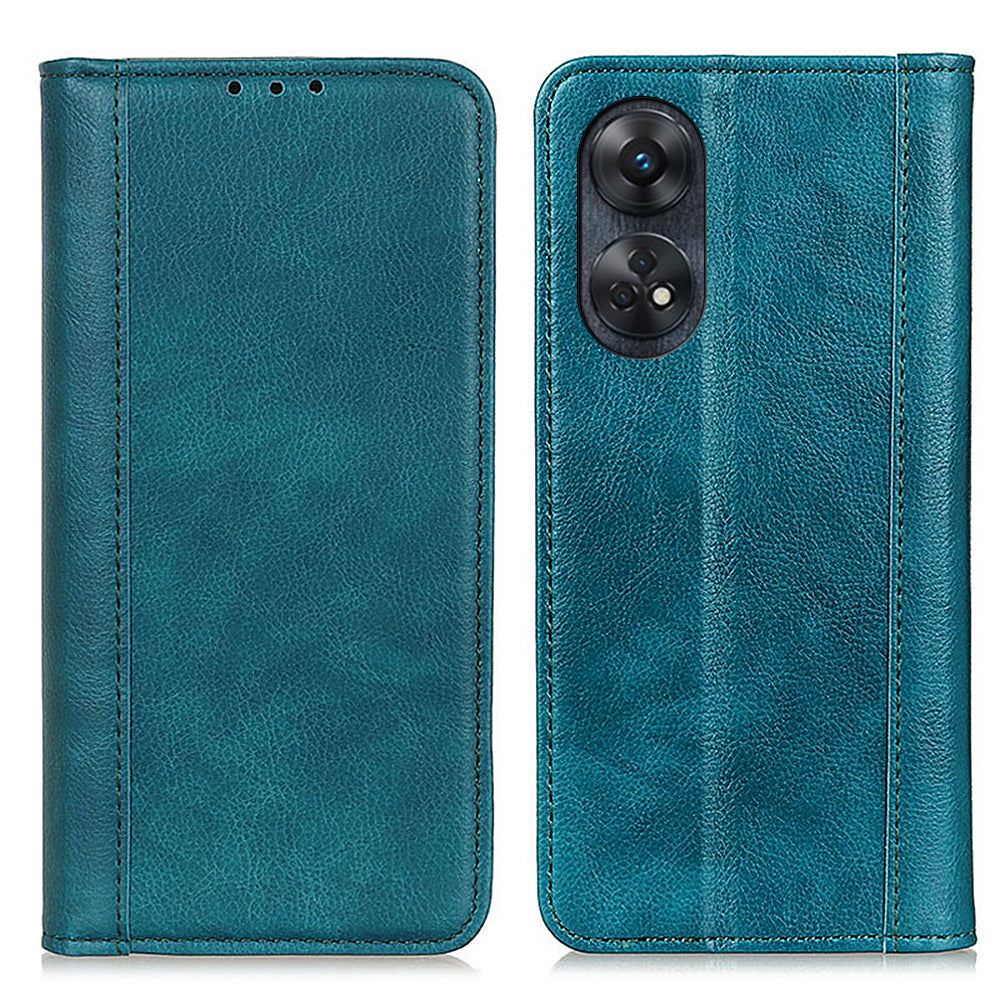 For Oppo Reno8 T 4G Split Leather Phone Stand Case Litchi Texture Drop-proof Wallet Cover