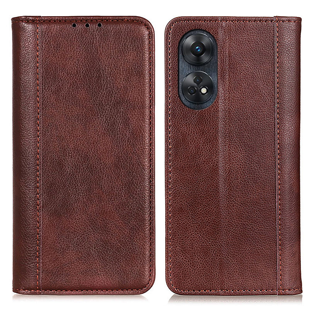 For Oppo Reno8 T 4G Split Leather Phone Stand Case Litchi Texture Drop-proof Wallet Cover