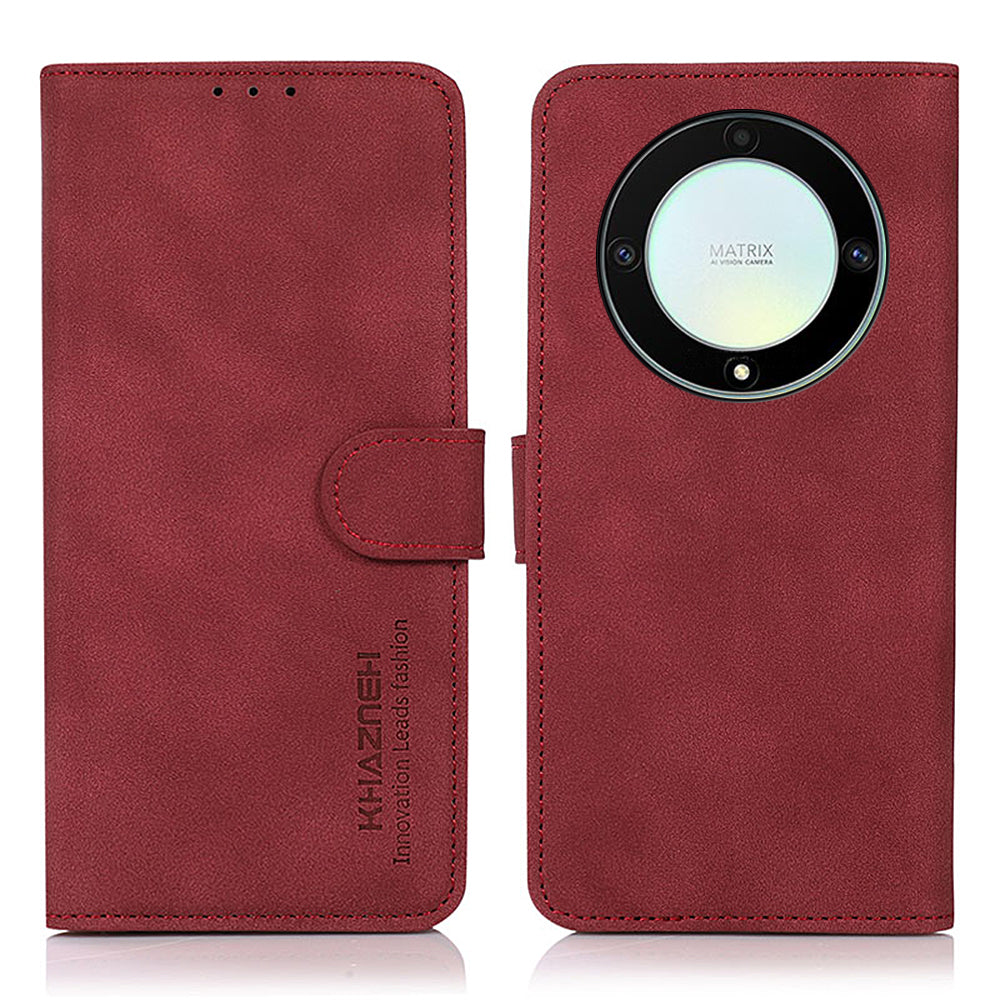 KHAZNEH For Honor X9a X40 Magic5 Lite 5G Textured Leather Wallet Cover Folding Stand Shockproof Mobile Case