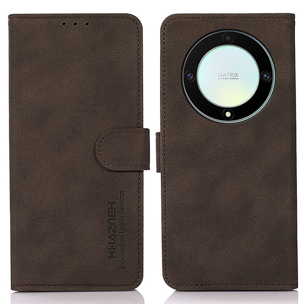 KHAZNEH For Honor X9a X40 Magic5 Lite 5G Textured Leather Wallet Cover Folding Stand Shockproof Mobile Case