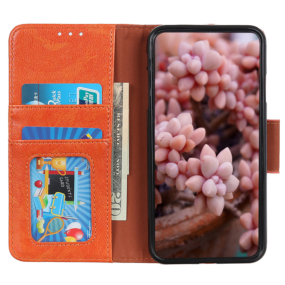 For Oppo Reno8 T 4G Nappa Texture Split Leather Folding Stand Wallet Case Cell Phone Shockproof Cover