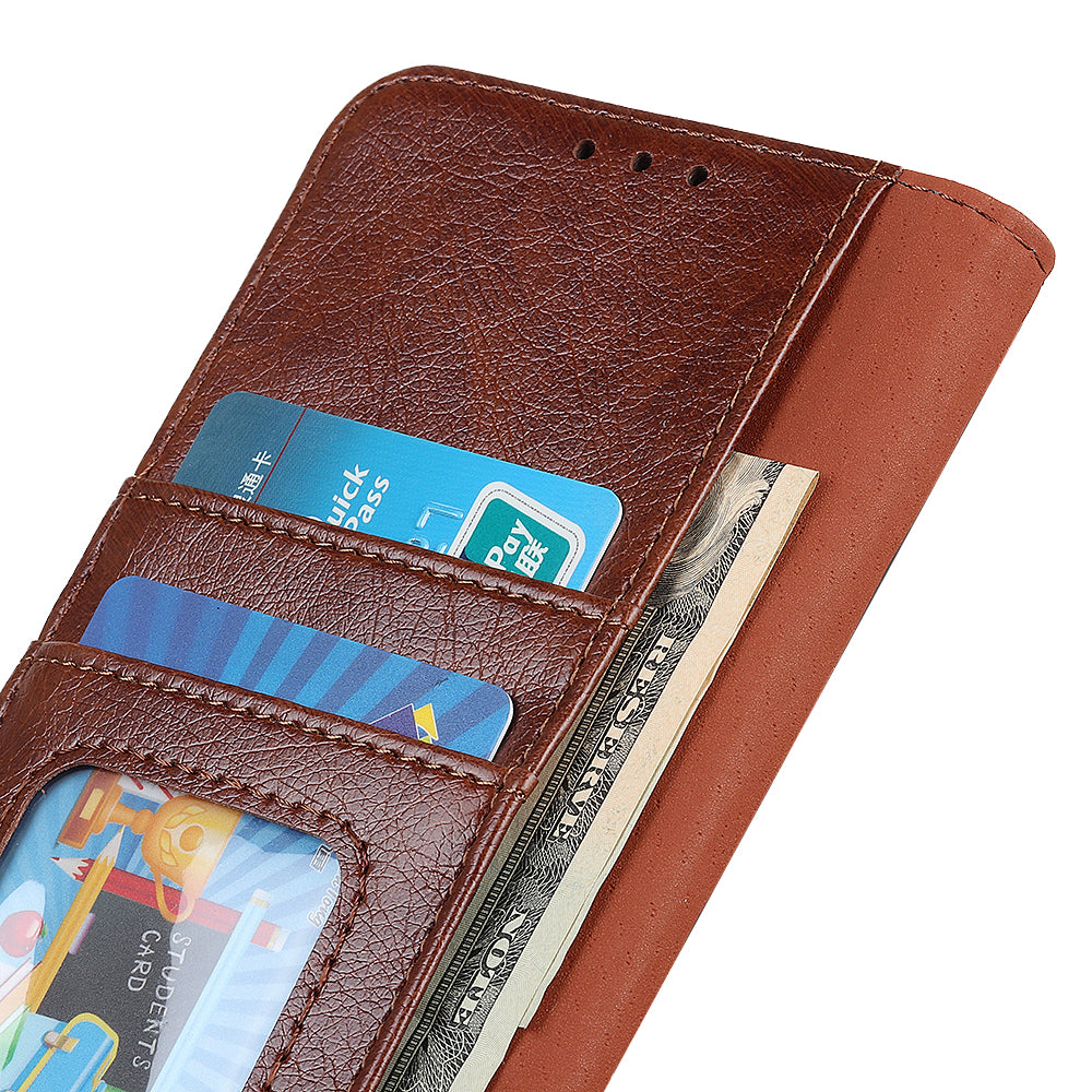 For Oppo Reno8 T 4G Nappa Texture Split Leather Folding Stand Wallet Case Cell Phone Shockproof Cover