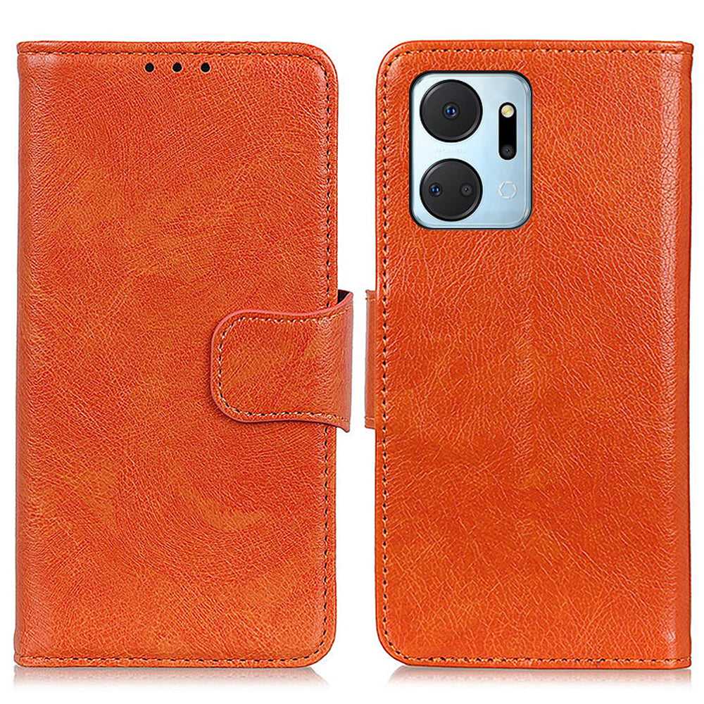 For Honor X7a 5G Wallet Magnetic Clasp Phone Cover Nappa Texture Foldable Stand Split Leather Case