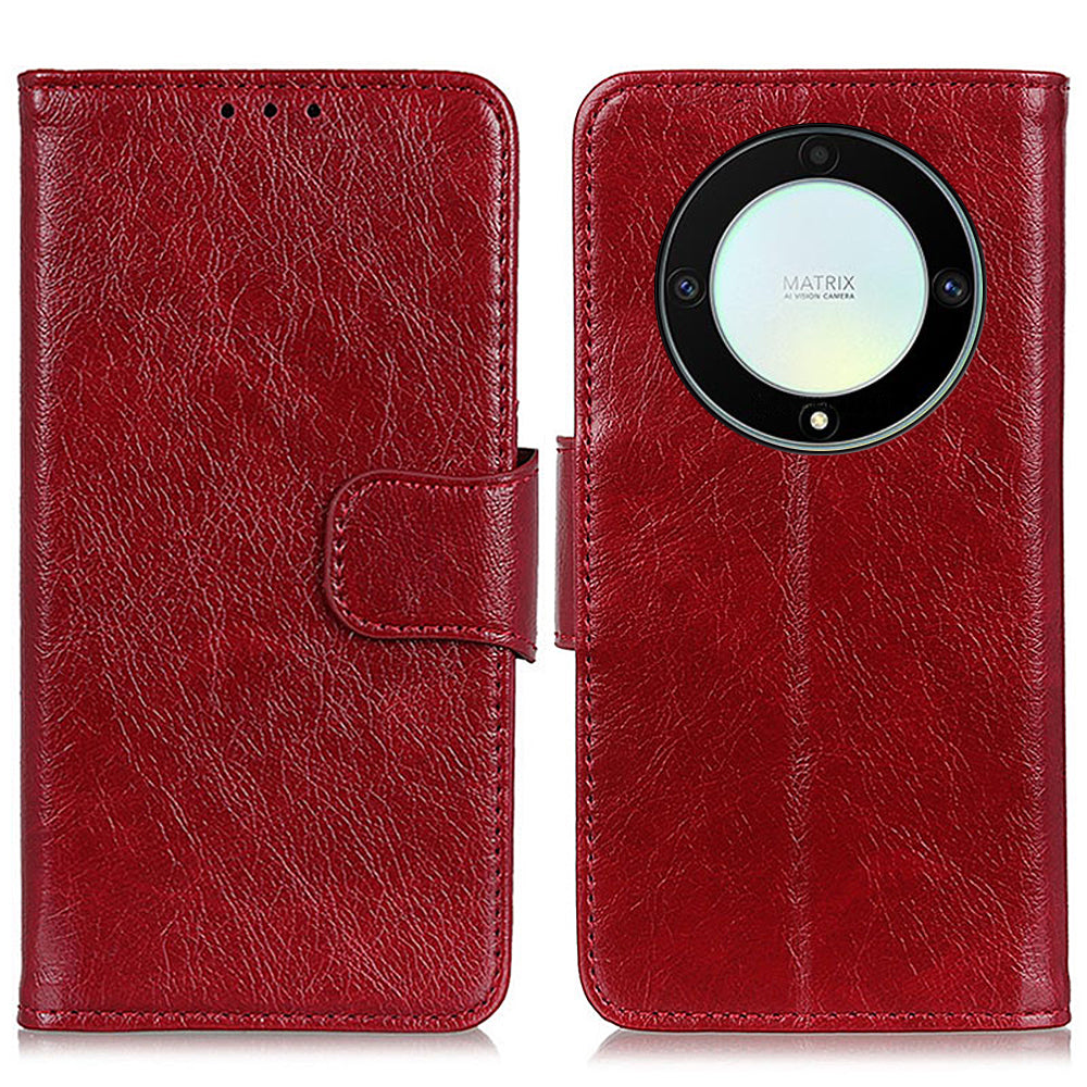 For Honor X9a 5G X40 5G Magic5 Lite 5G Split Leather Case Nappa Texture Stand Wallet Magnetic Clasp Phone Cover