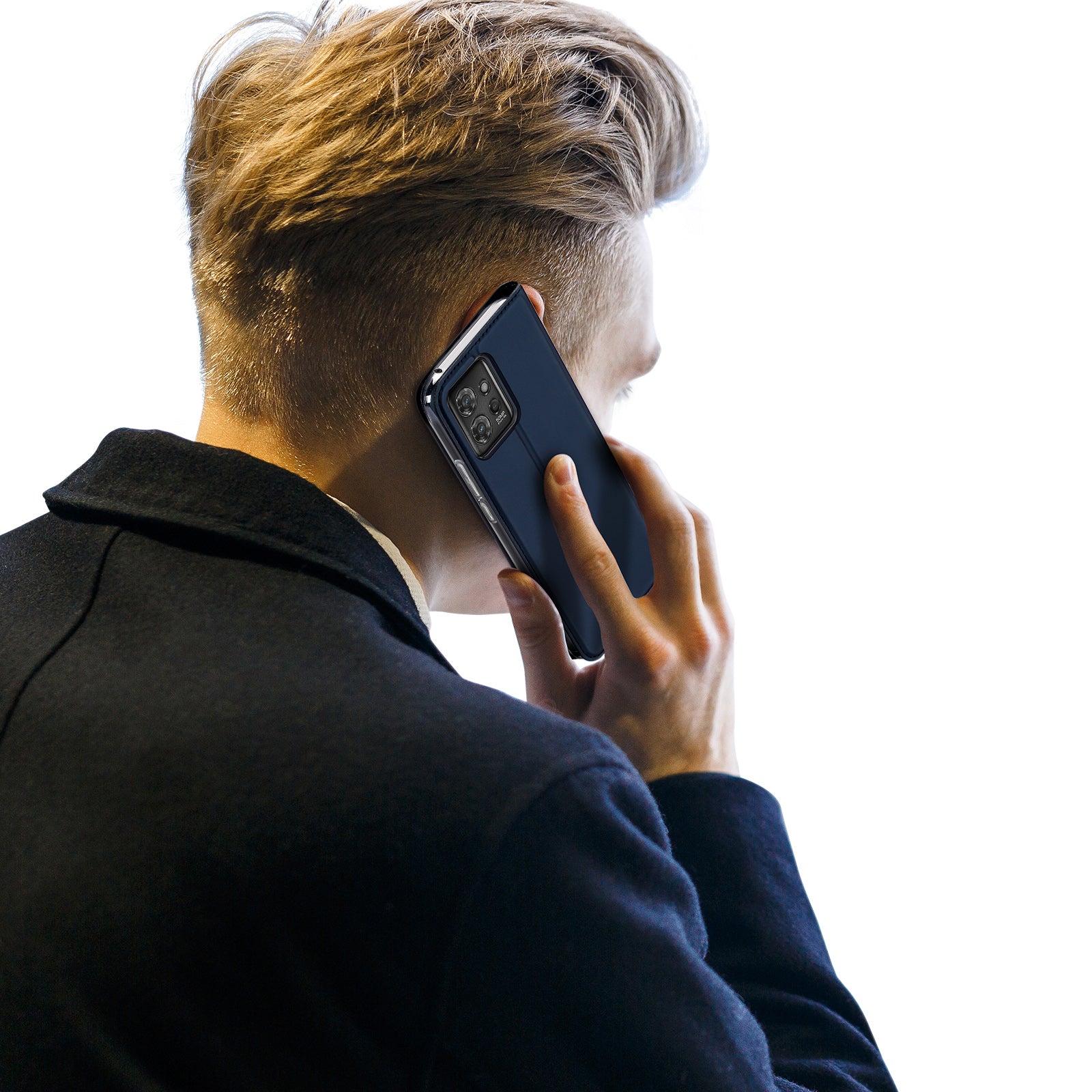 DUX DUCIS Skin Pro Series Phone Case for Motorola ThinkPhone 5G PU Leather Card Holder Stand Phone Cover - Blue