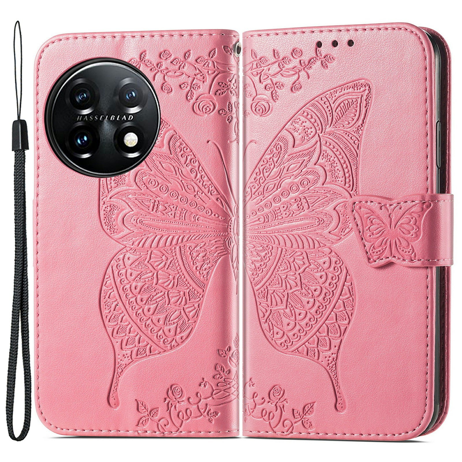 For OnePlus 11 5G PU Leather Shockproof Phone Case Imprinted Butterfly Flip Stand Wallet Cover