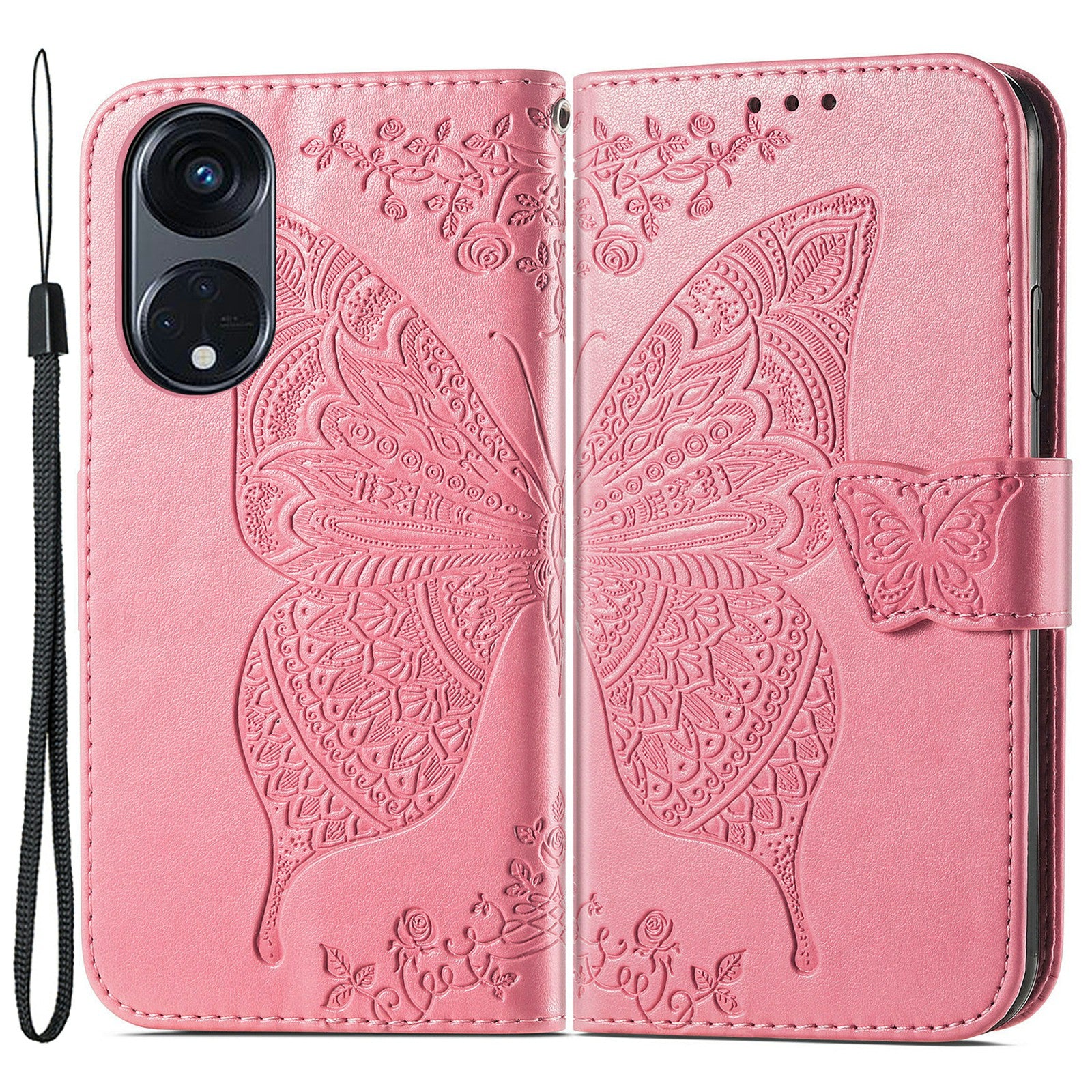 For Oppo Reno8 T 5G A1 Pro 5G PU Leather Wallet Phone Case Butterfly Imprinted Folding Stand Cover