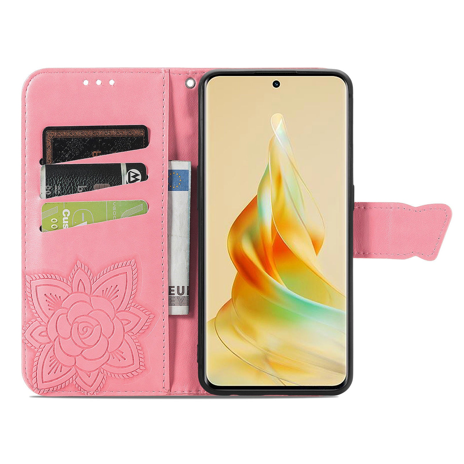 For Oppo Reno8 T 5G A1 Pro 5G PU Leather Wallet Phone Case Butterfly Imprinted Folding Stand Cover