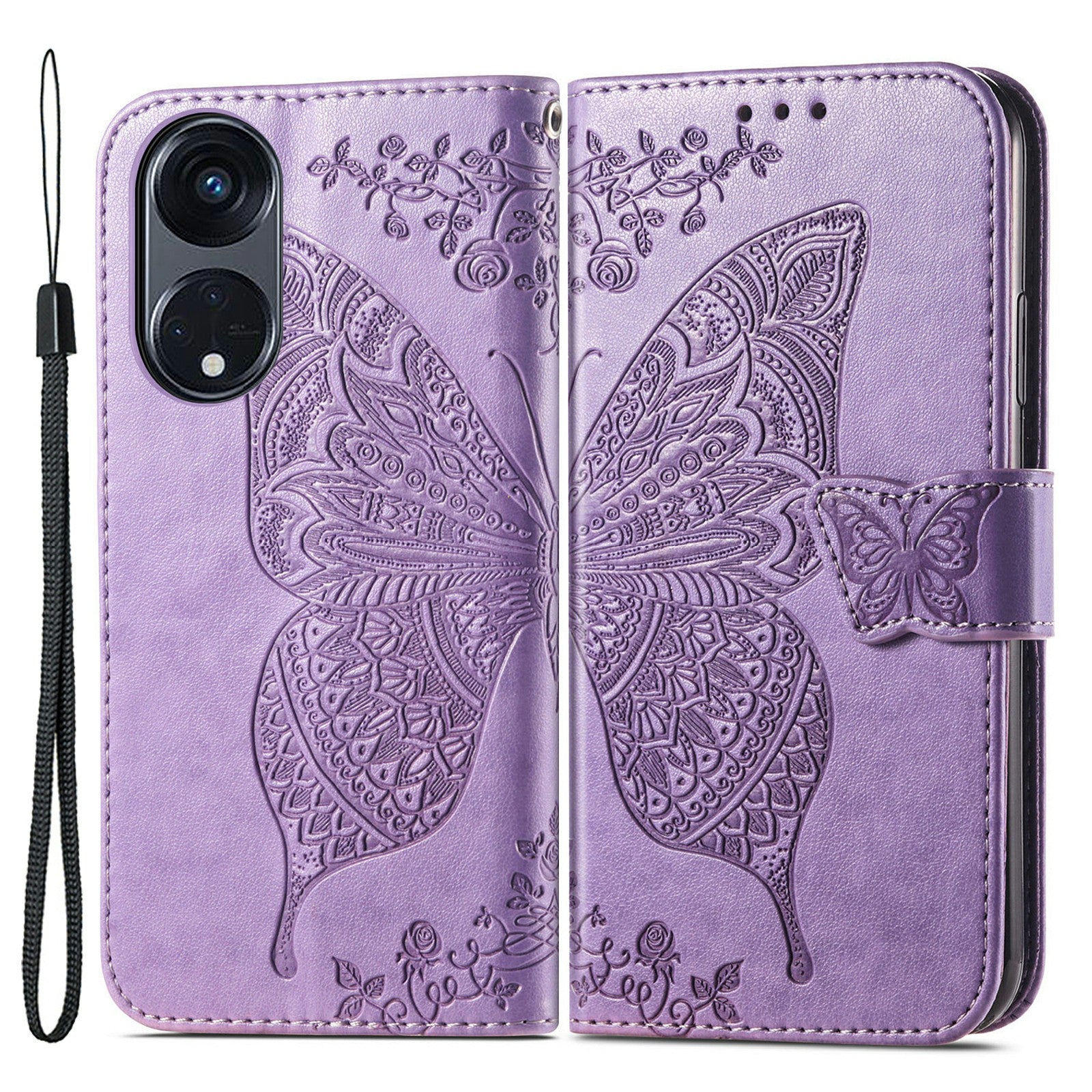 For Oppo Reno8 T 5G A1 Pro 5G PU Leather Wallet Phone Case Butterfly Imprinted Folding Stand Cover