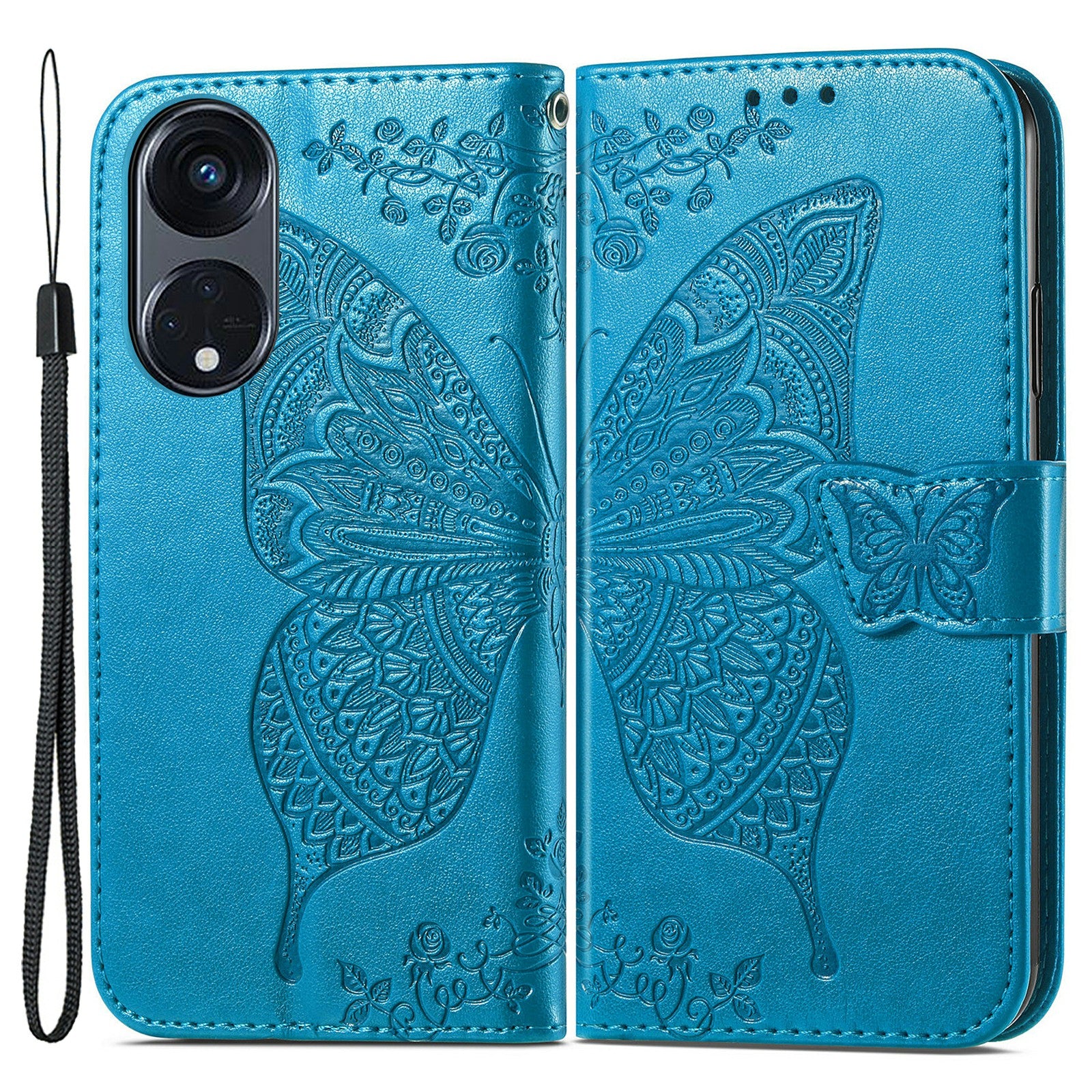 For Oppo Reno8 T 5G A1 Pro 5G PU Leather Wallet Phone Case Butterfly Imprinted Folding Stand Cover