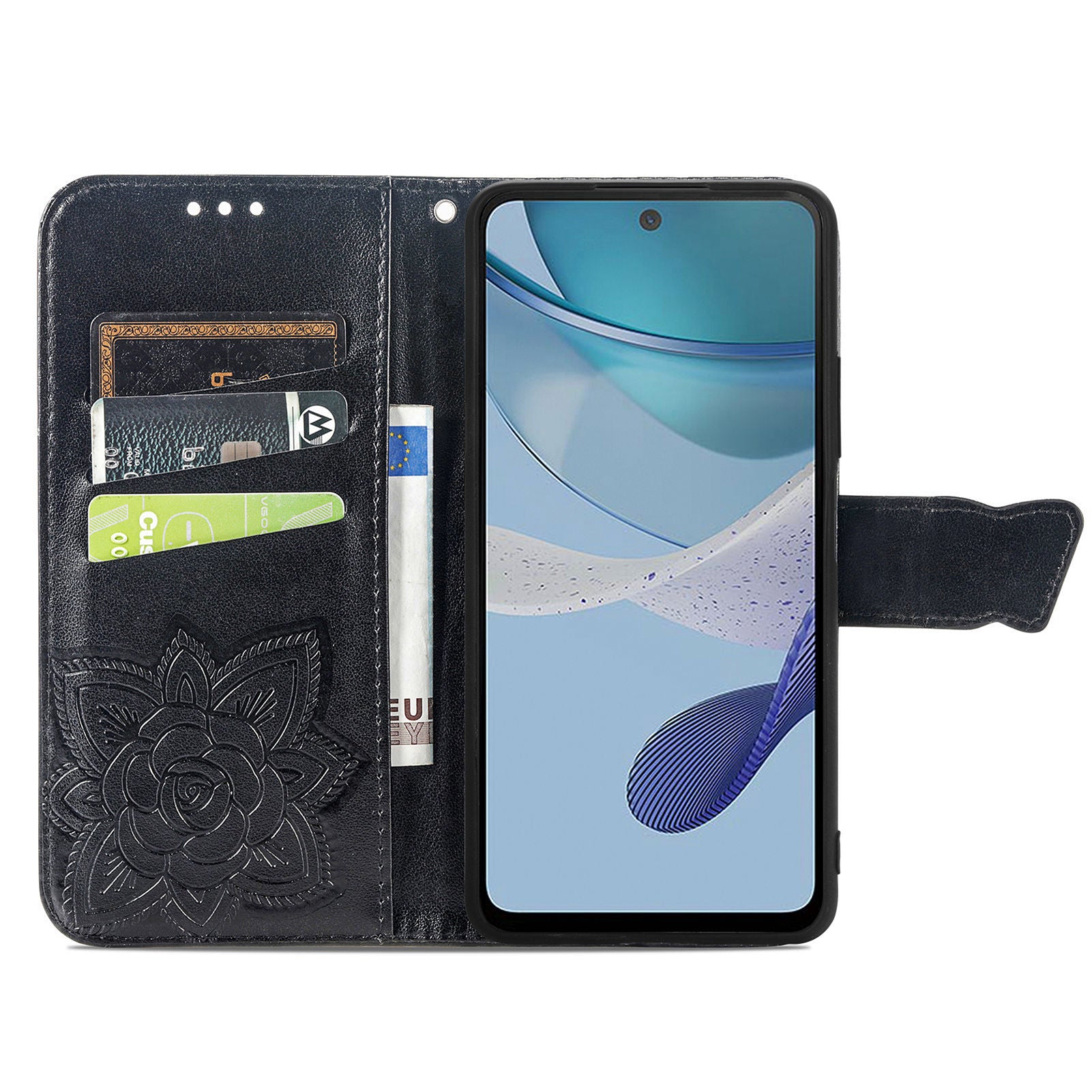 For Motorola Moto G53 5G Butterfly Imprinted PU Leather Stand Phone Case Drop-proof Wallet Cover