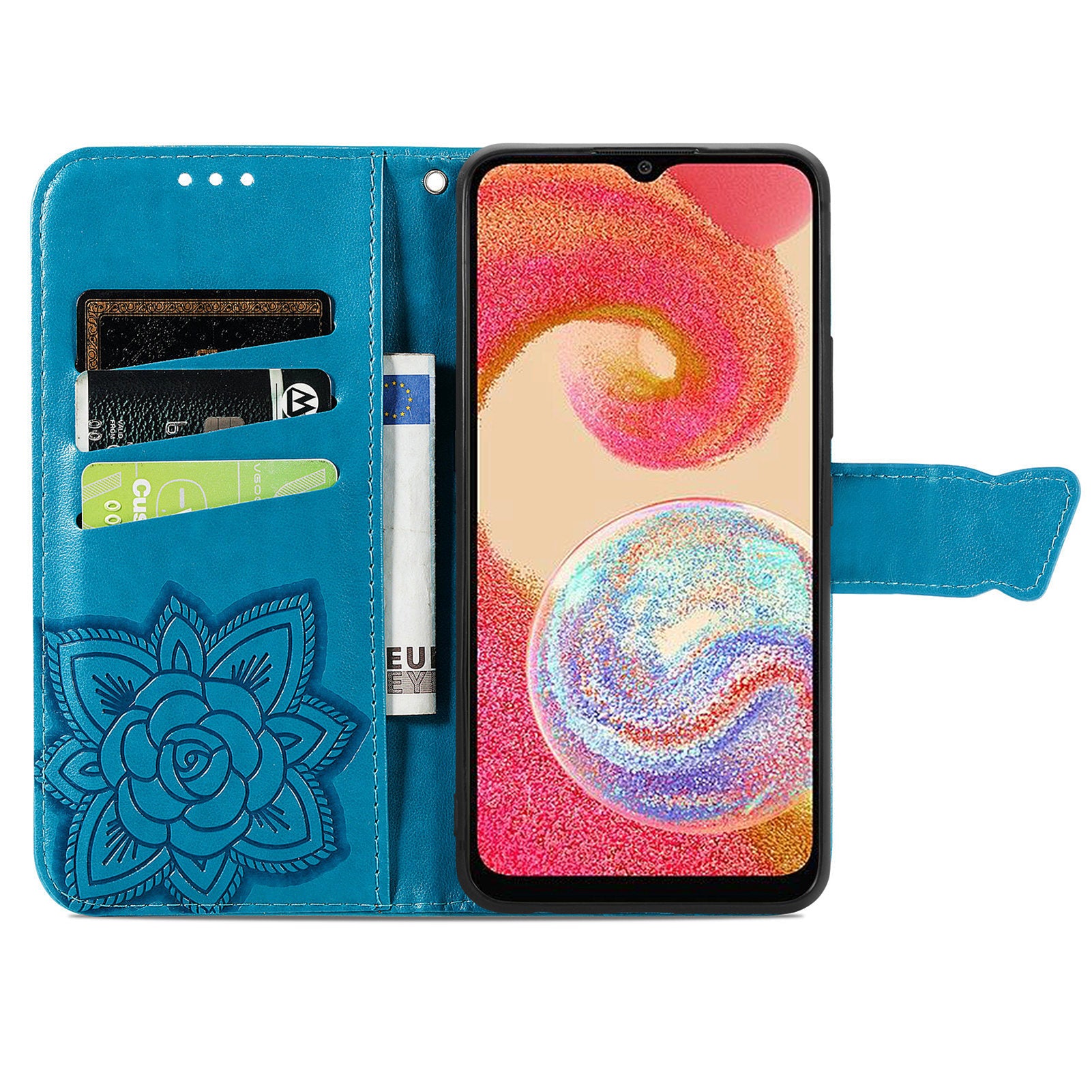 For Samsung Galaxy A04e 4G / M04 4G / F04 4G Imprinted PU Leather Wallet Phone Case Shockproof Stand Cover