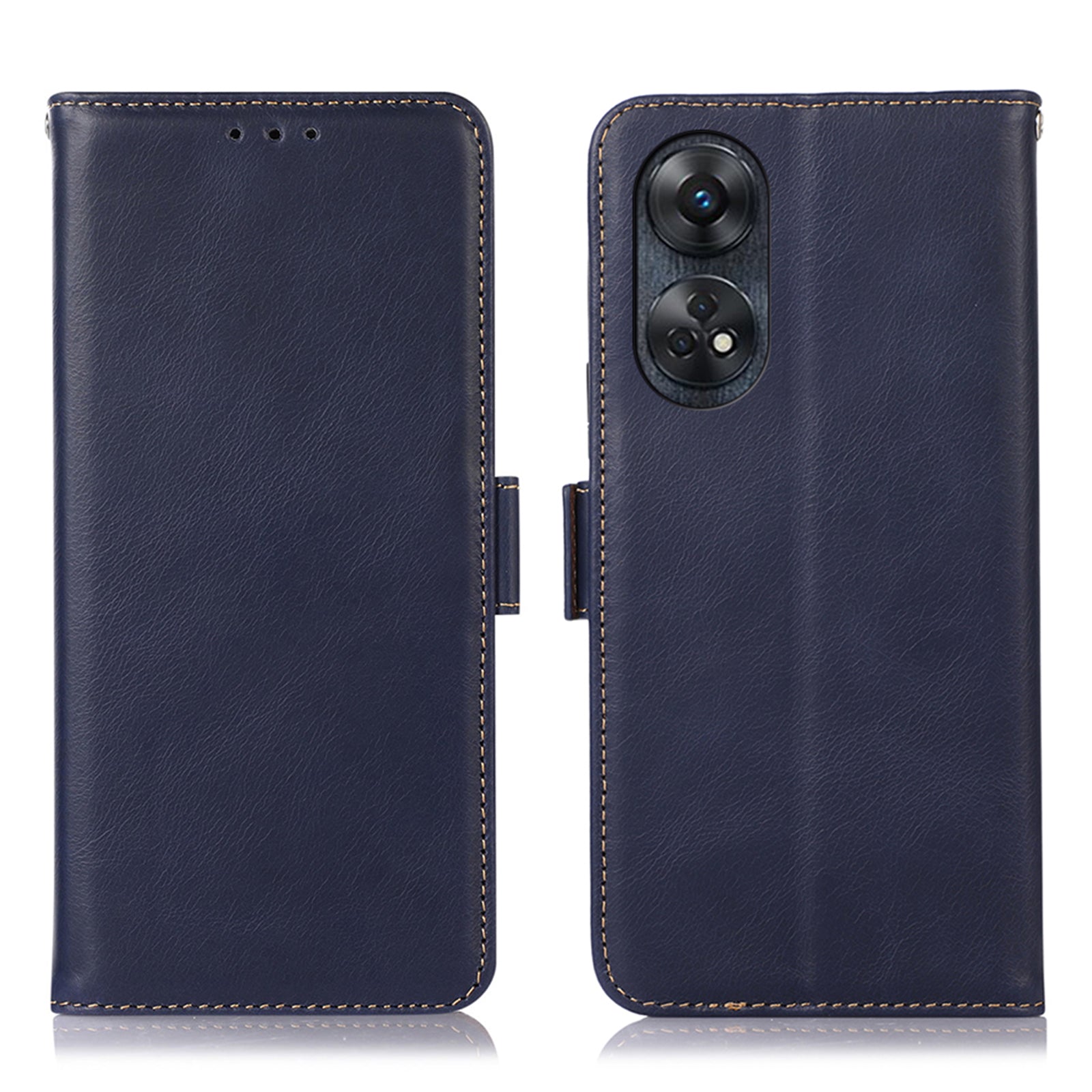 For Oppo Reno8 T 4G RFID Blocking Phone Wallet Case Genuine Cowhide Leather Stand Phone Cover