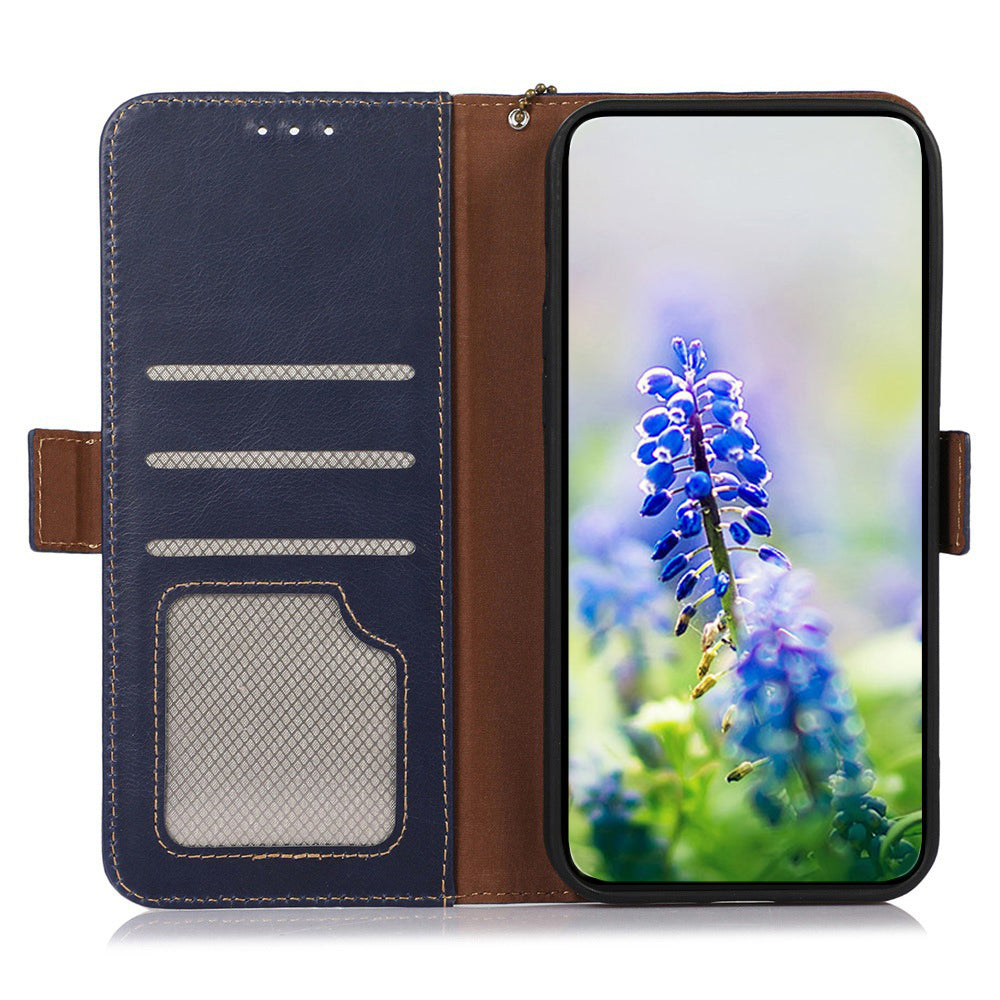For Oppo Reno8 T 4G RFID Blocking Phone Wallet Case Genuine Cowhide Leather Stand Phone Cover