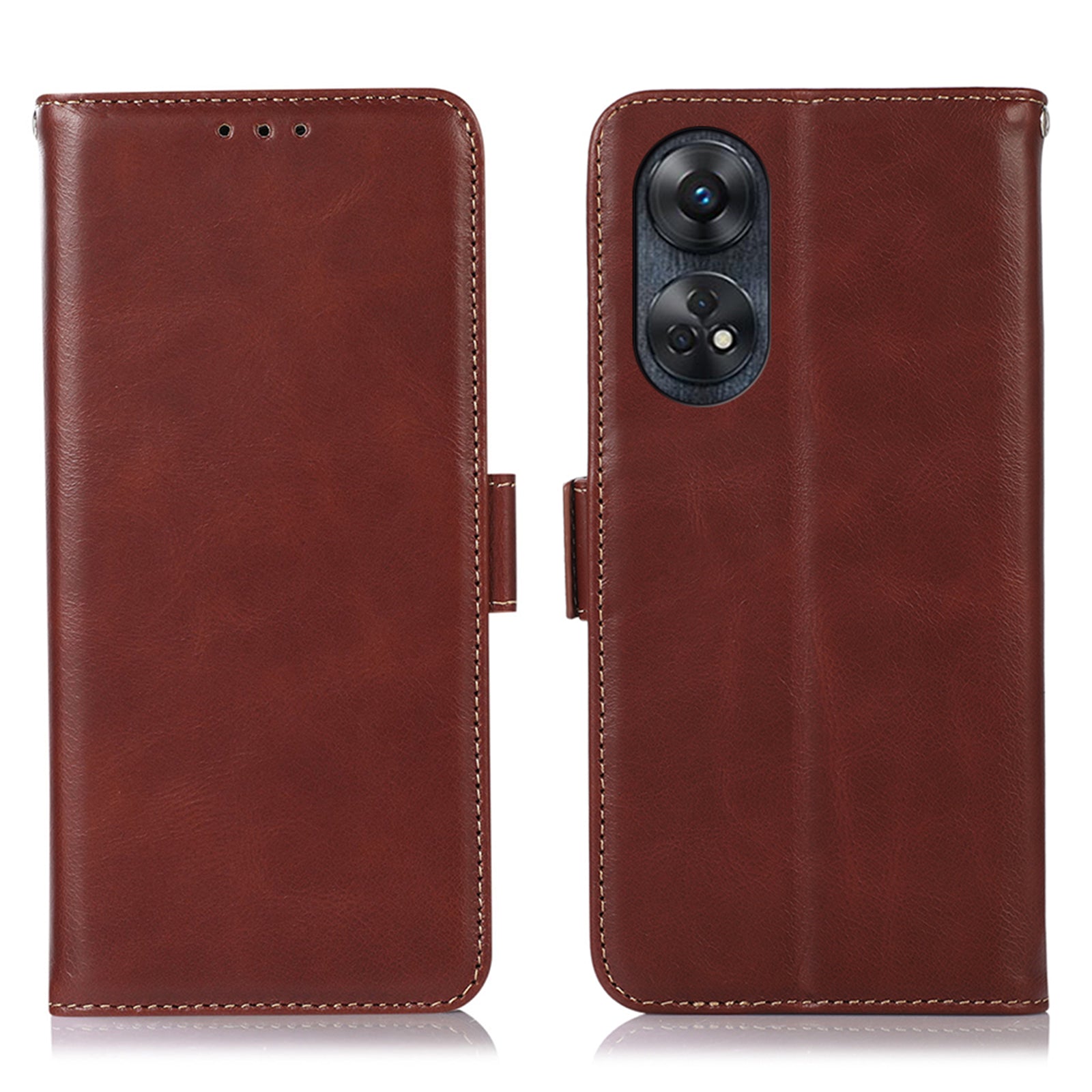For Oppo Reno8 T 4G RFID Blocking Phone Wallet Case Genuine Cowhide Leather Stand Phone Cover