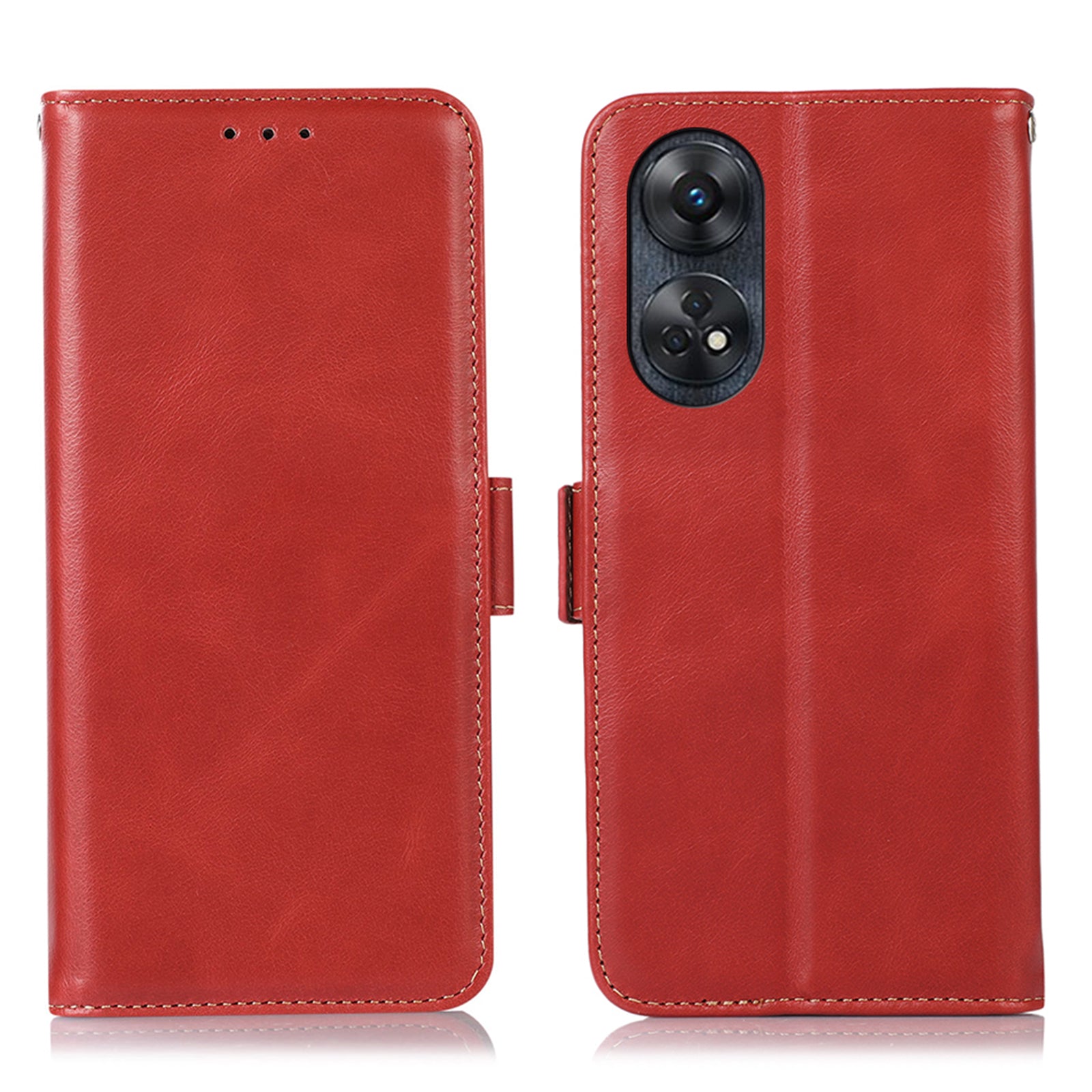 For Oppo Reno8 T 4G RFID Blocking Phone Wallet Case Genuine Cowhide Leather Stand Phone Cover