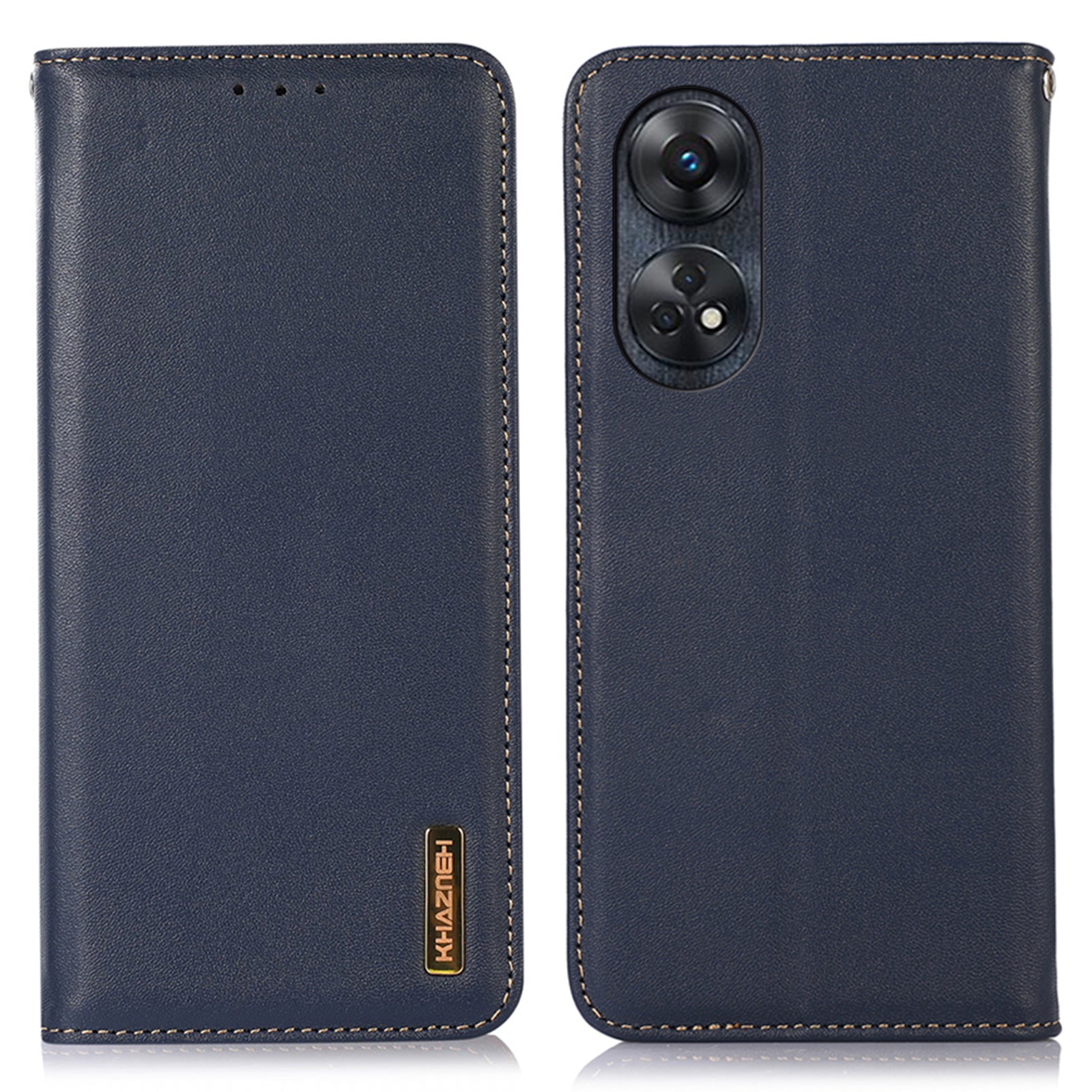 KHAZNEH Phone Wallet Cover for Oppo Reno8 T 4G RFID Blocking Genuine Cowhide Leather Stand Phone Case