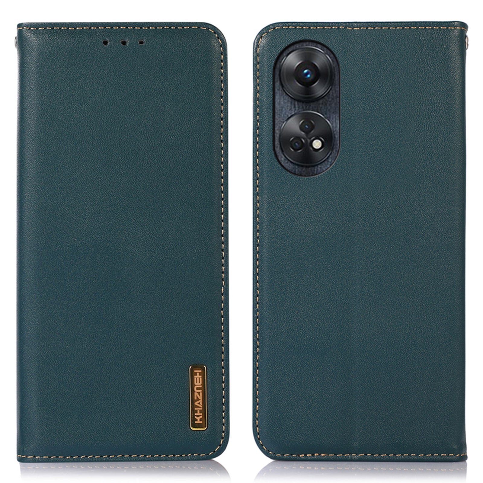 KHAZNEH Phone Wallet Cover for Oppo Reno8 T 4G RFID Blocking Genuine Cowhide Leather Stand Phone Case