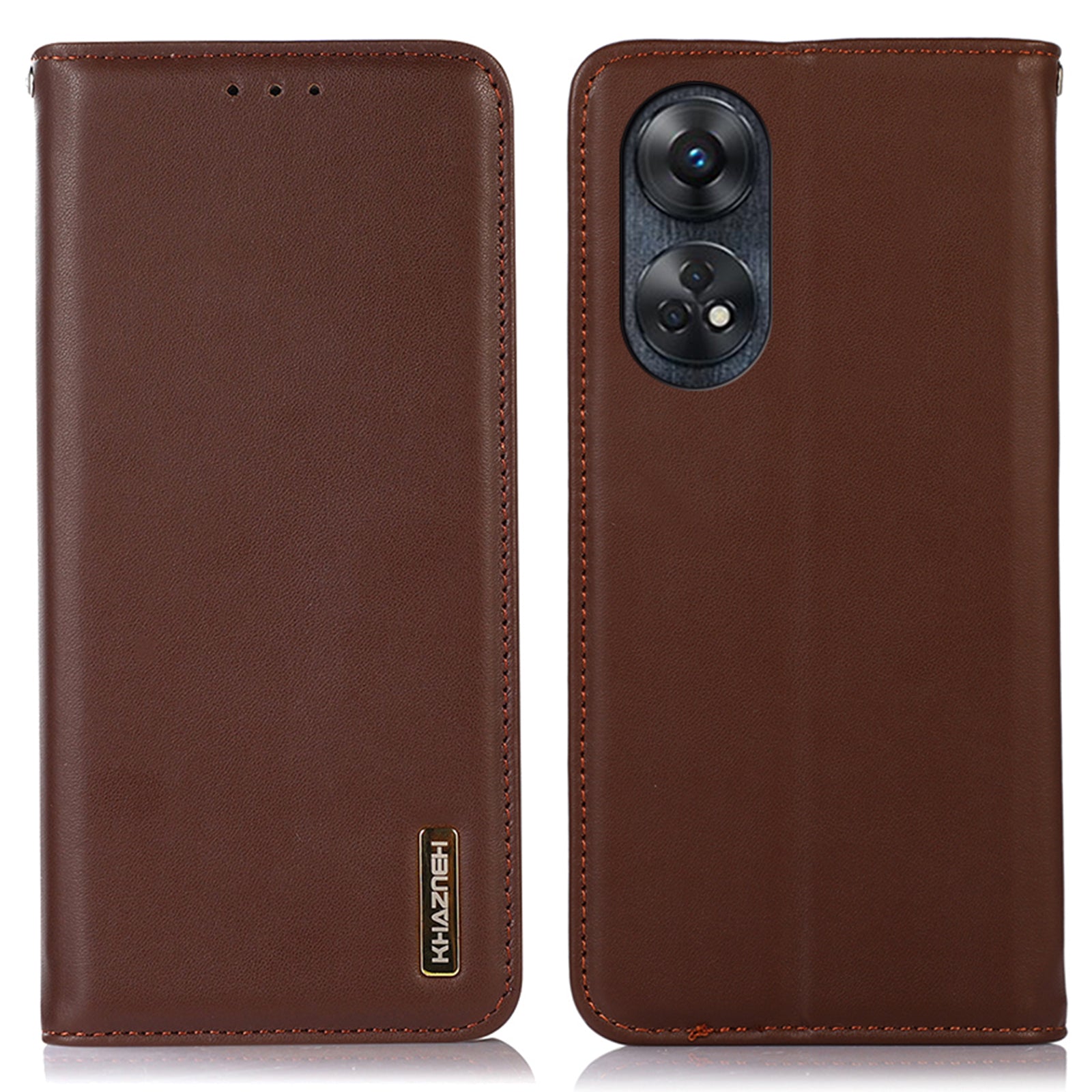 KHAZNEH Phone Wallet Cover for Oppo Reno8 T 4G RFID Blocking Genuine Cowhide Leather Stand Phone Case