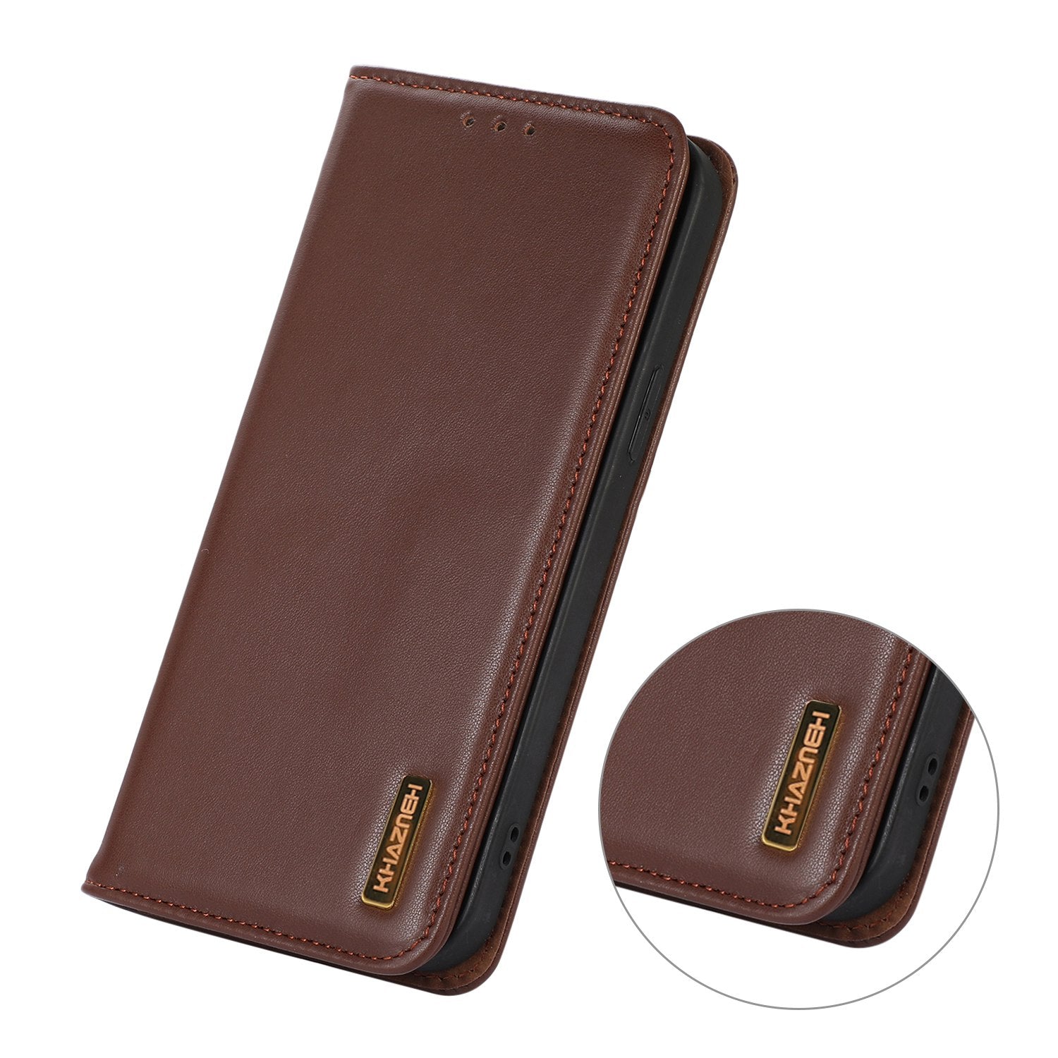 KHAZNEH Phone Wallet Cover for Oppo Reno8 T 4G RFID Blocking Genuine Cowhide Leather Stand Phone Case