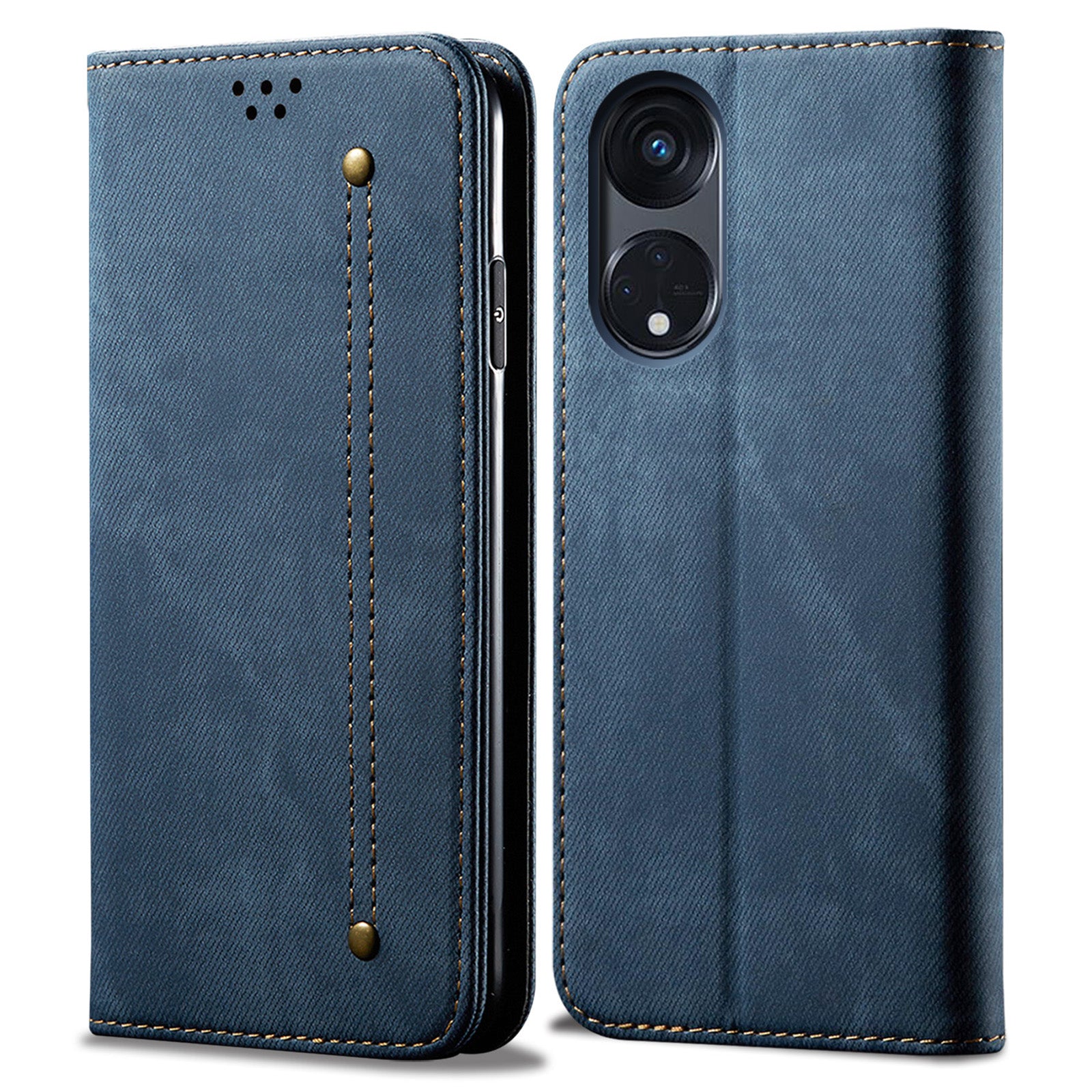 Phone Case for Oppo A1 Pro 5G Reno8 T 5G Jeans Cloth Texture Stand Wallet Leather Phone Cover