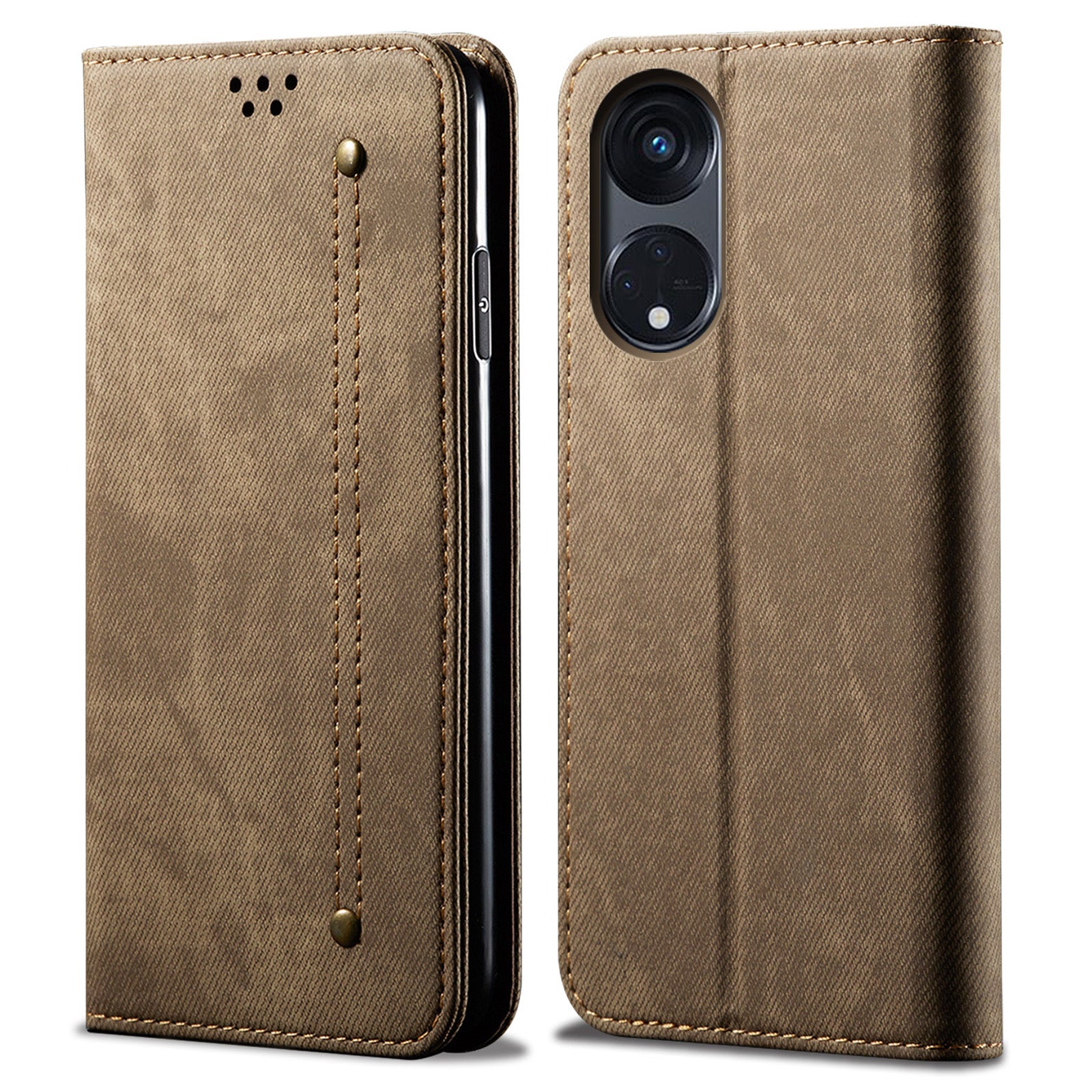 Phone Case for Oppo A1 Pro 5G Reno8 T 5G Jeans Cloth Texture Stand Wallet Leather Phone Cover