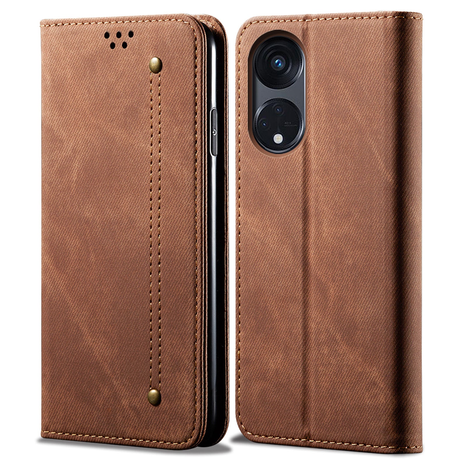 Phone Case for Oppo A1 Pro 5G Reno8 T 5G Jeans Cloth Texture Stand Wallet Leather Phone Cover