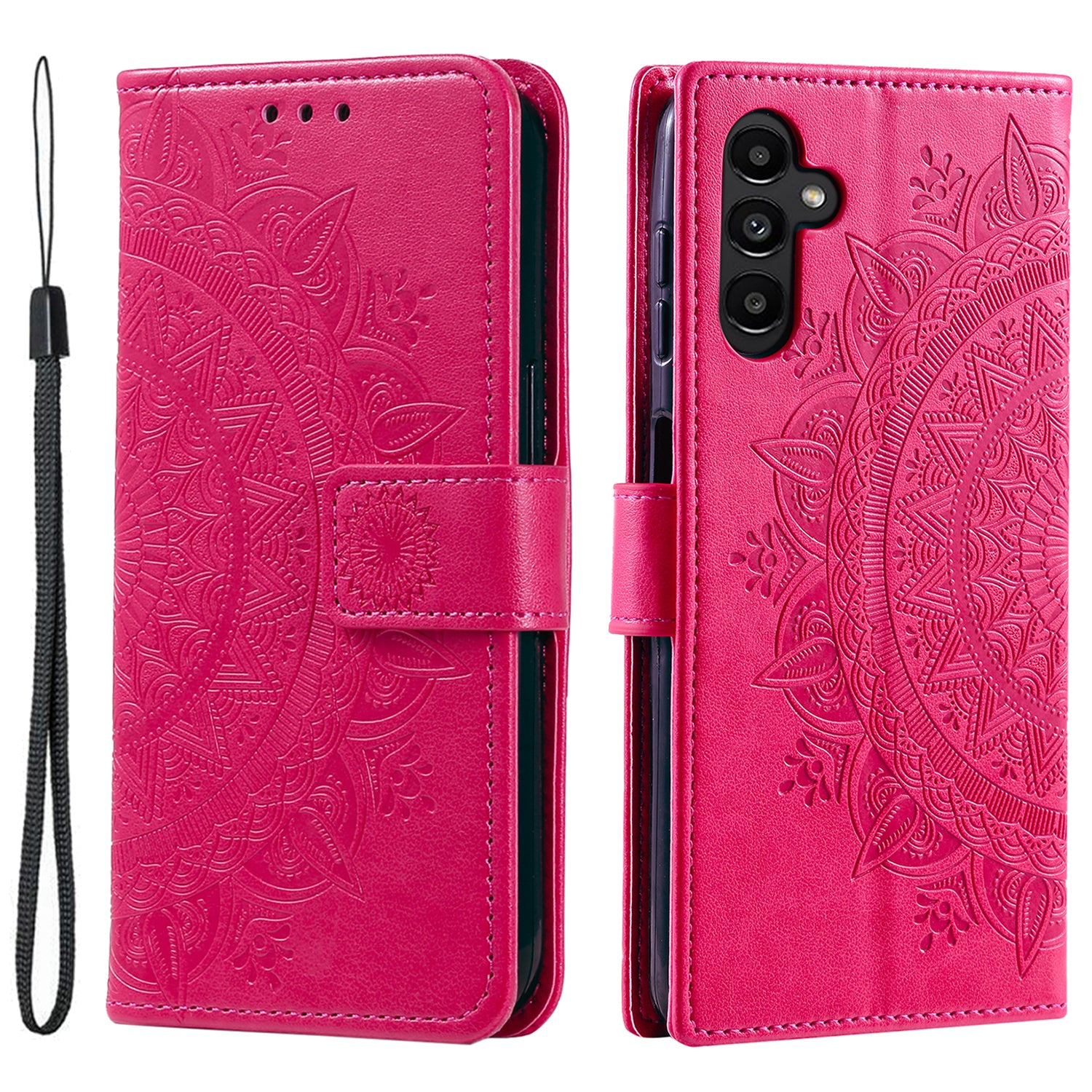 For Samsung Galaxy A24 4G PU Leather Wallet Phone Case Imprinted Mandala Flower Pattern Stand Cover