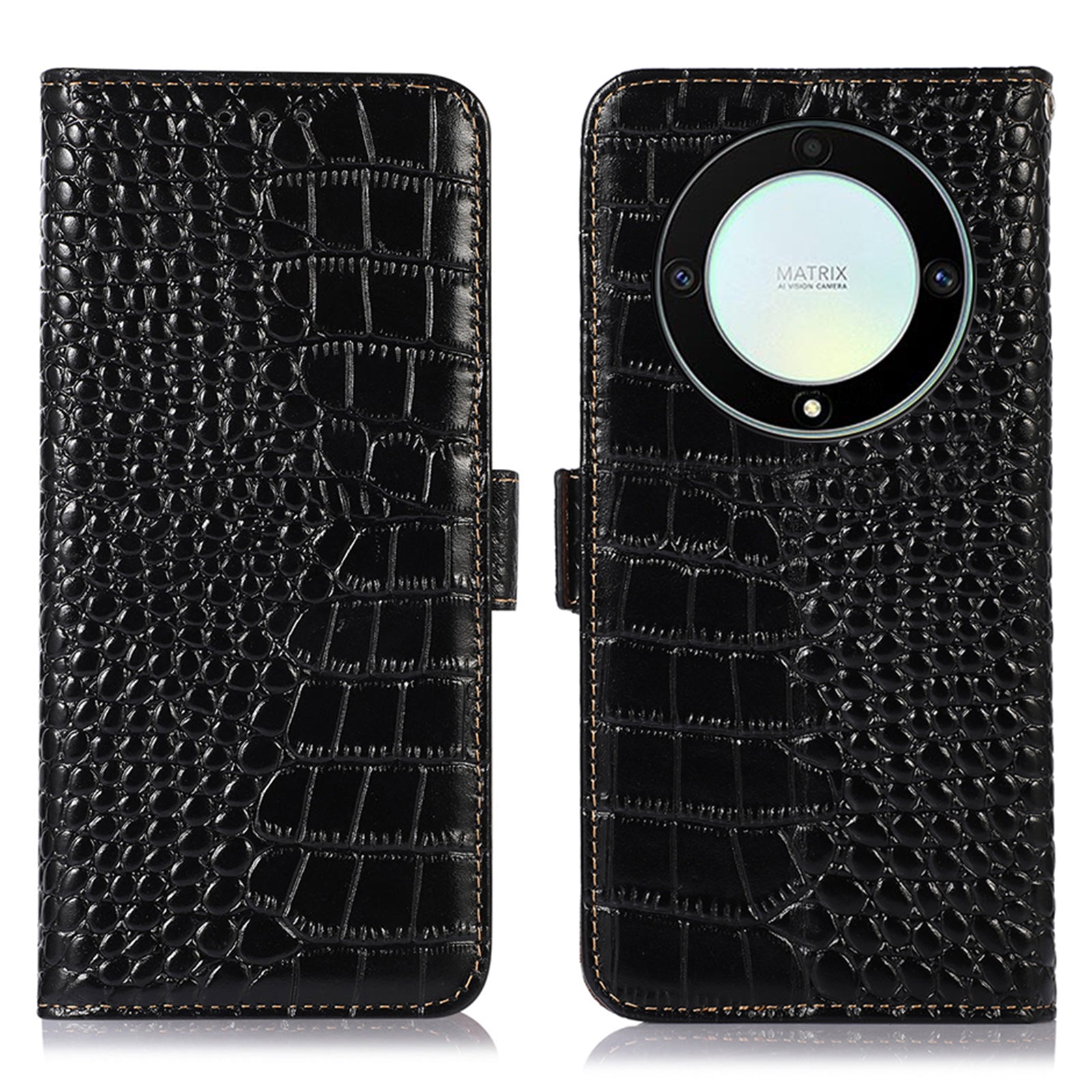 For Honor X9a 5G X40 5G Magic5 Lite 5G RFID Blocking Wallet Phone Cover Genuine Cowhide Leather Stand Case