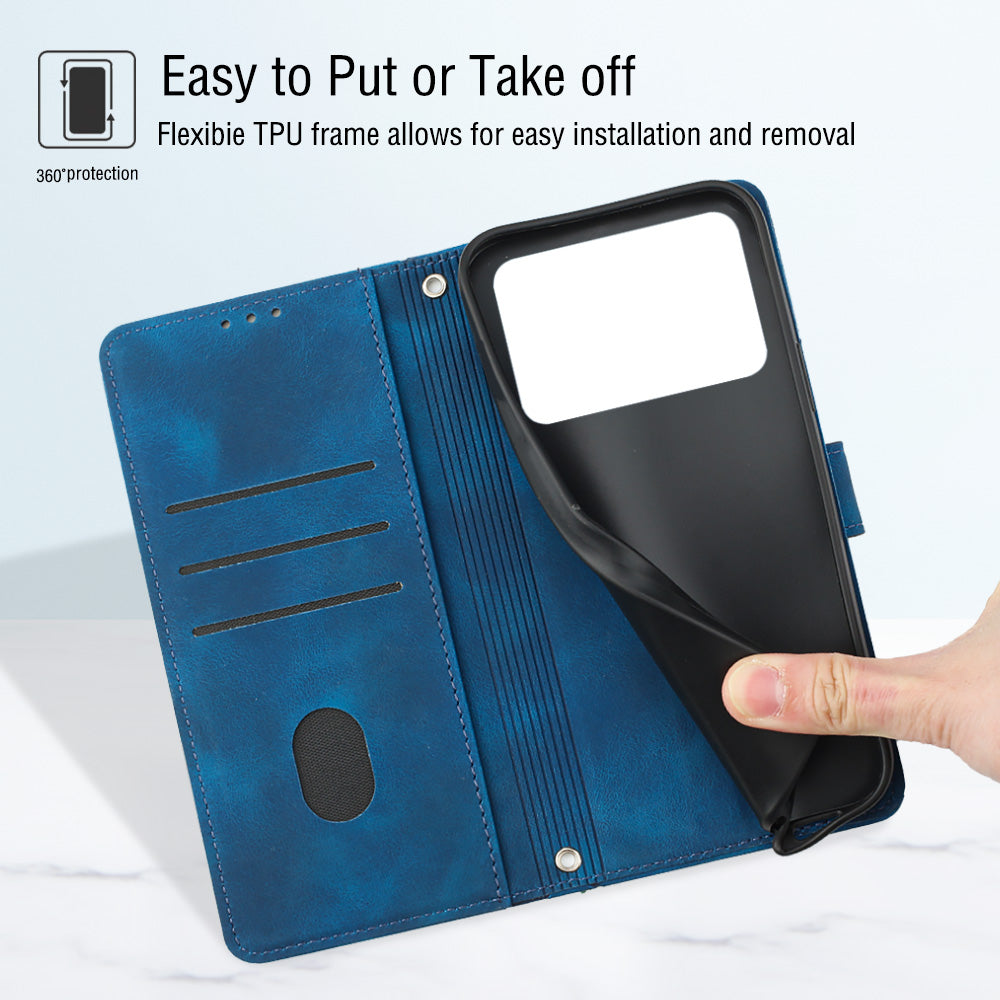 Leather Phone Case For Xiaomi Poco M4 Pro 4G PT005 YB Imprinting Series-6 Stand Wallet Skin-friendly Anti-scratch Phone Cover
