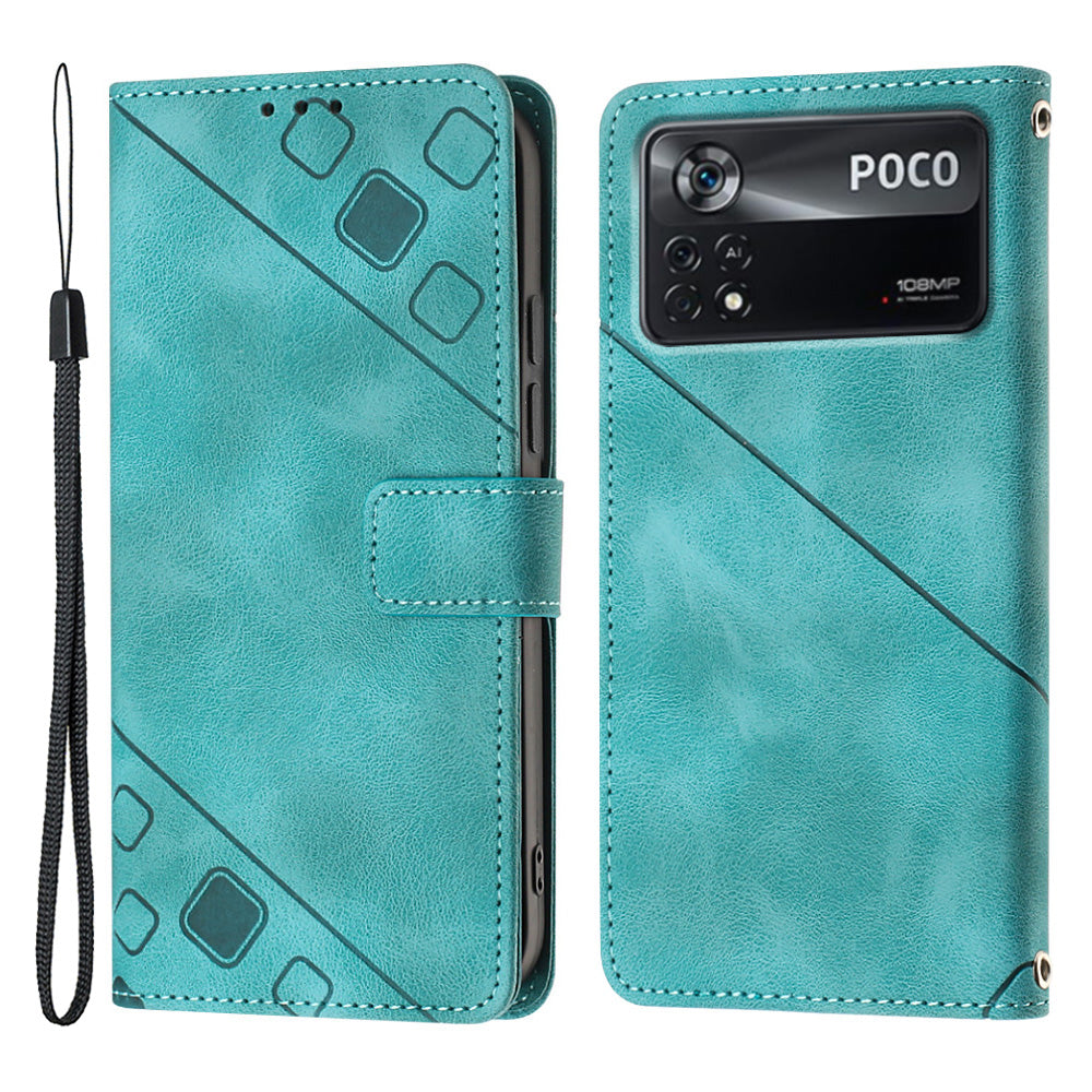 PT005 YB Imprinting Series-6 for Xiaomi Poco X4 Pro 5G Leather Case Skin Touch Flip Stand Wallet Phone Cover